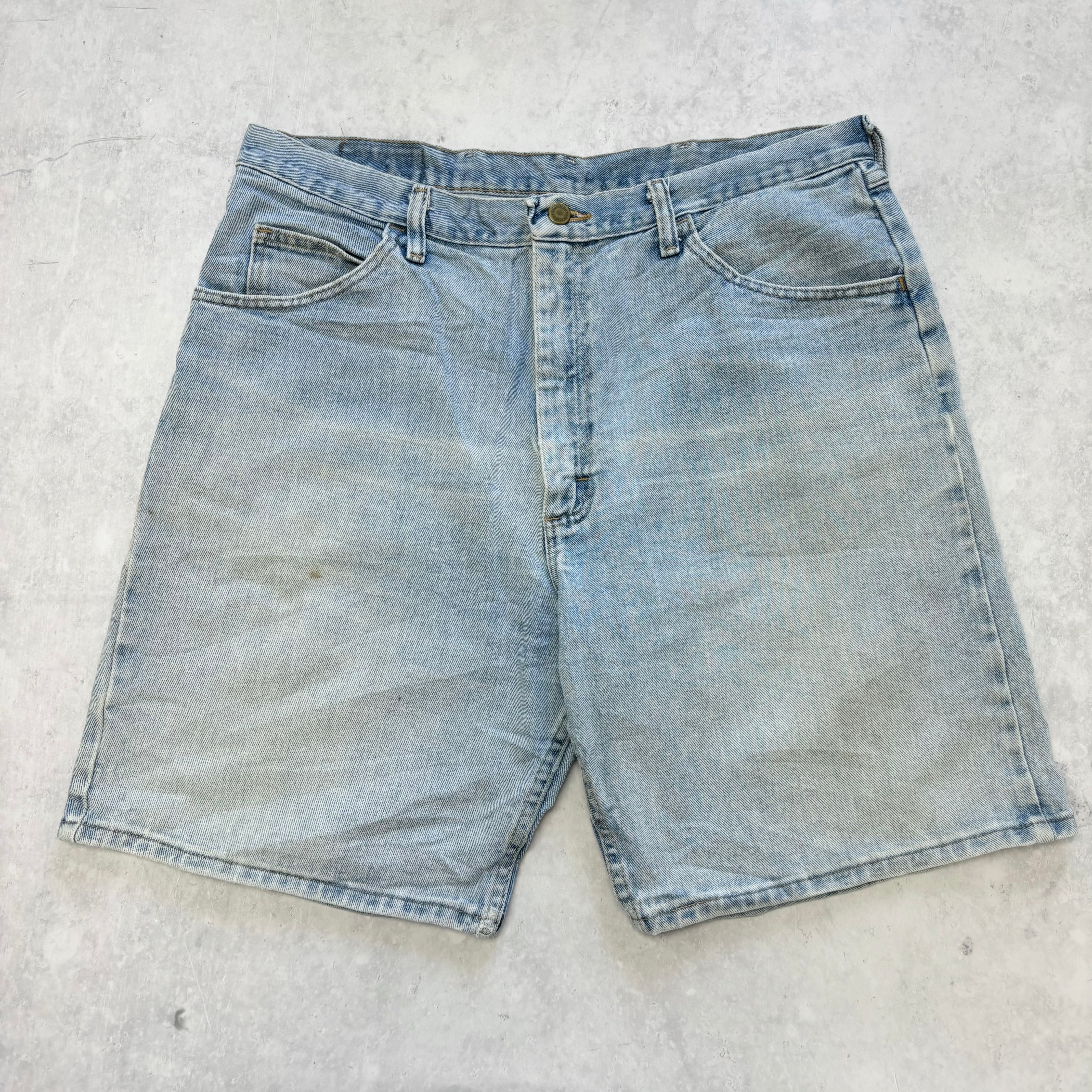 Vintage Wrangler Jorts W36 Mens Denim Shorts Light Blue Baggy Relaxed Fit