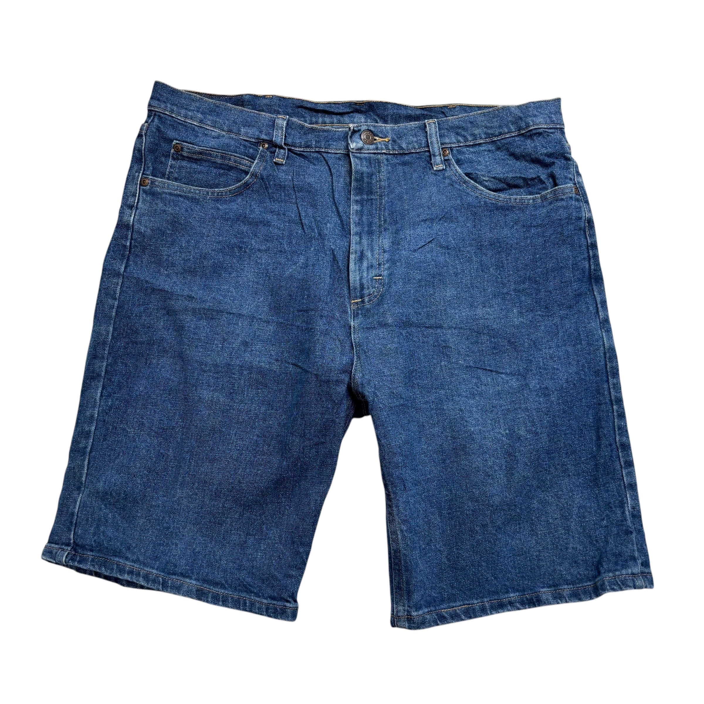 Wrangler Baggy Jorts W36 Mens Denim Shorts Mid Blue Relaxed Fit Stretch (E)
