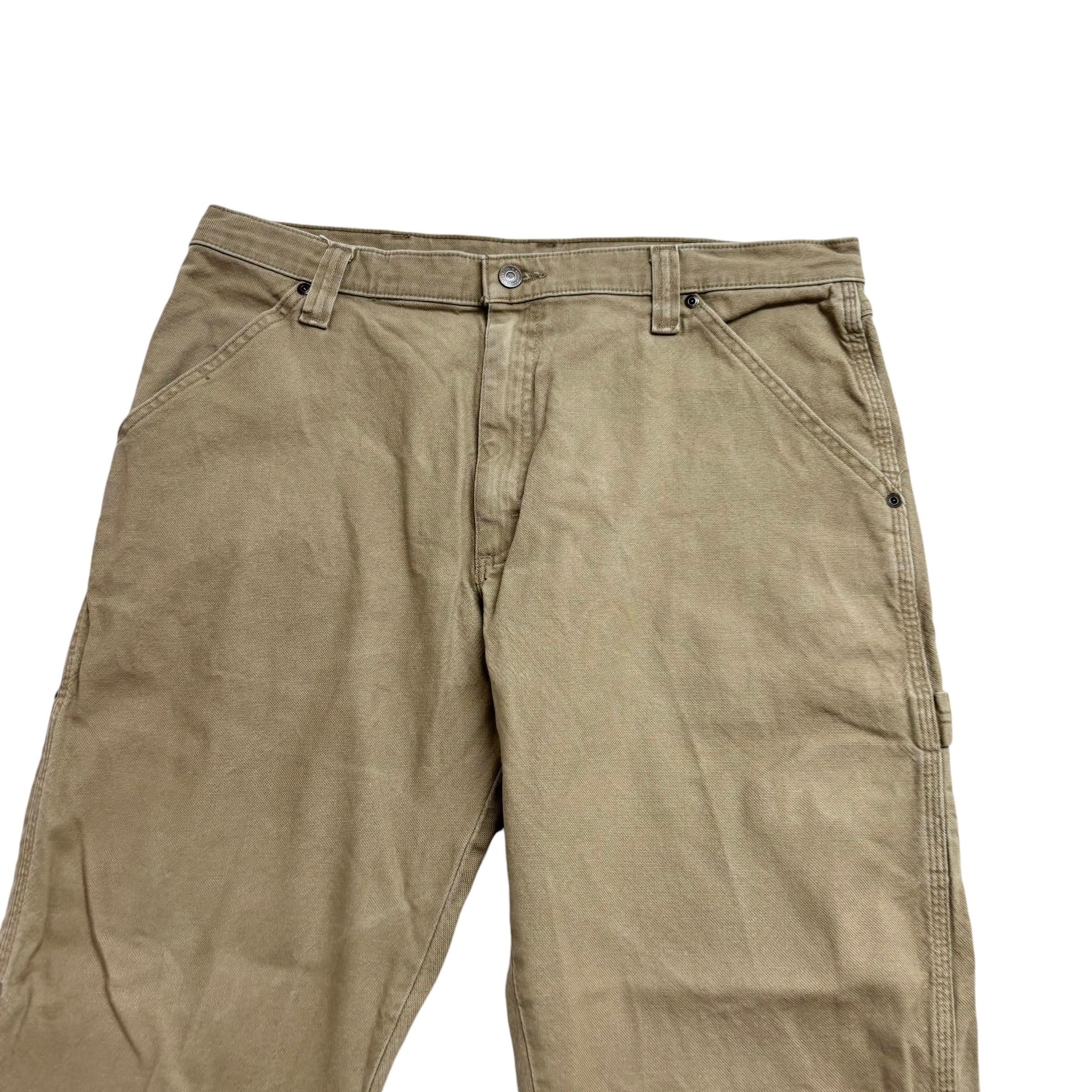 Wrangler Carpenter Pants W36 L30 Mens Tan Beige Relaxed Straight Fit Trousers