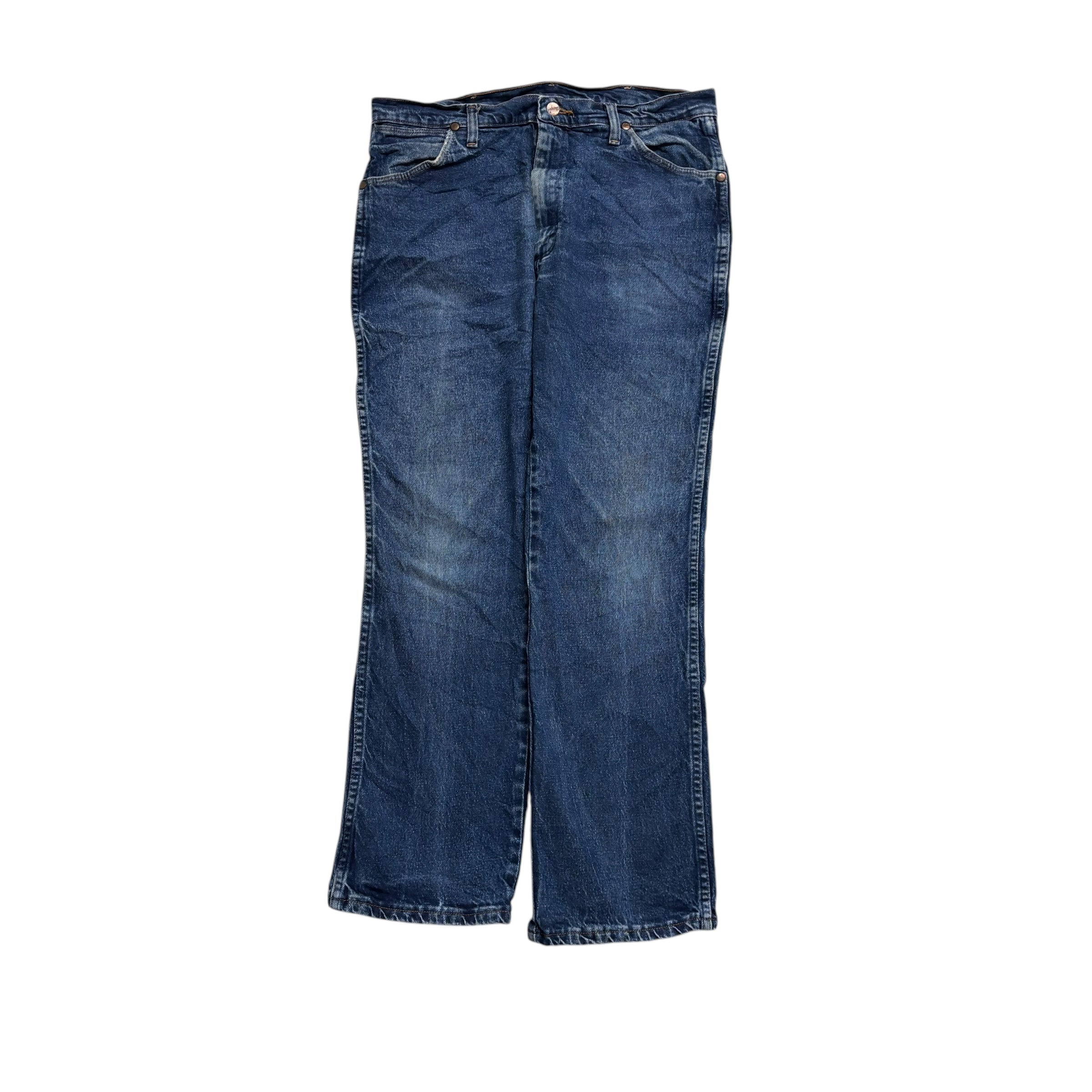 Wrangler Jeans Cowboy Cut W34 L30 Mens Mid Blue 947 Bootcut Fit Stretch Denim