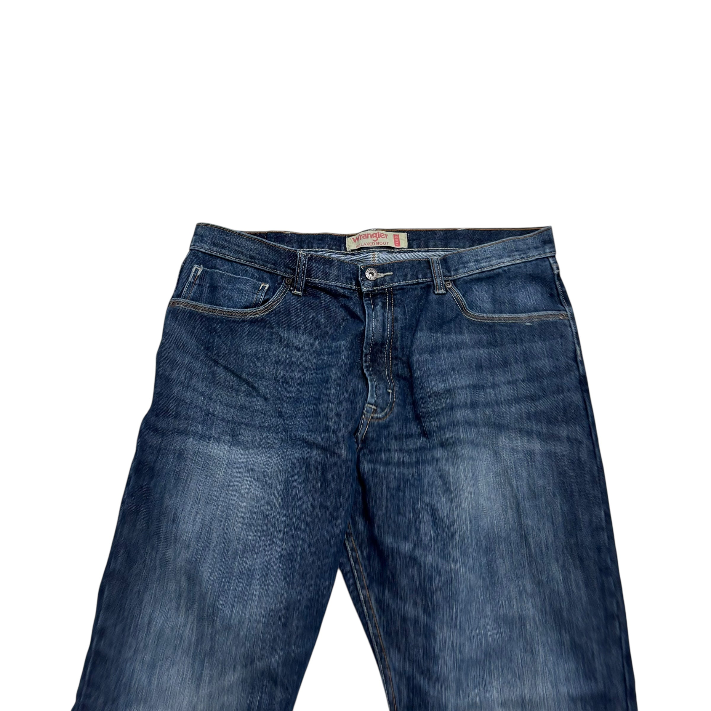 Wrangler Jeans W38 L32 Mens Dark Blue Relaxed Bootcut Fit Vintage Denim (E)