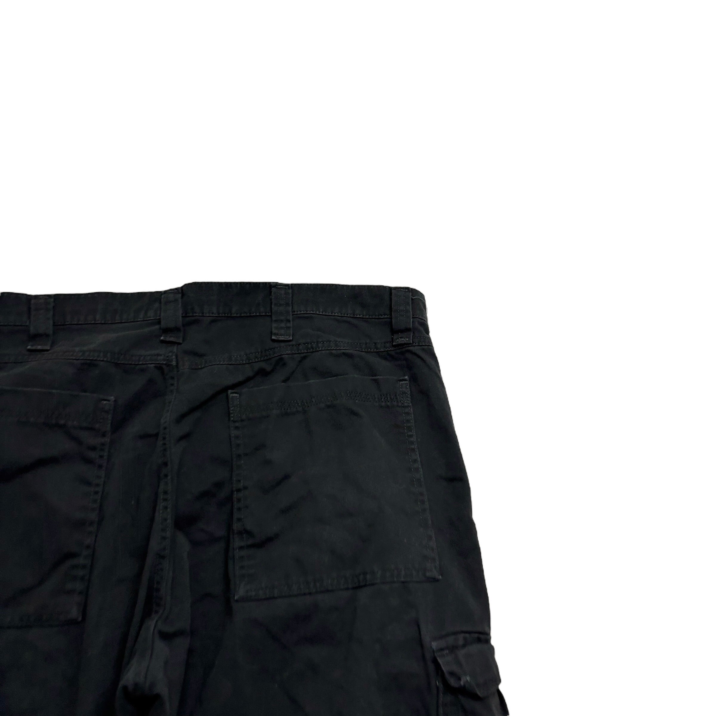 Wrangler Cargo Trousers W40 L30 Mens Black Relaxed Straight Fit Pants (E)