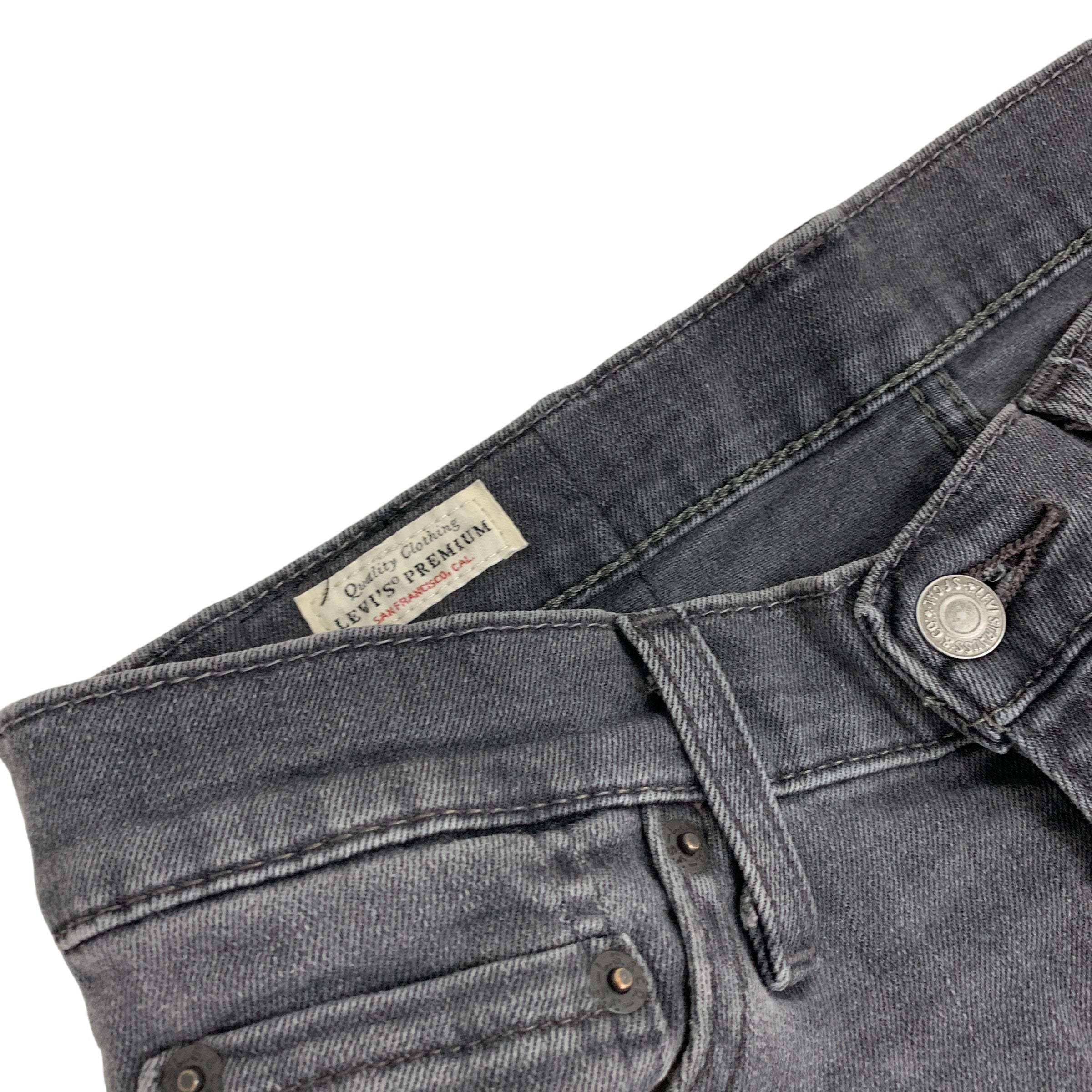 Levis 511 Jeans W30 L34 Mens Grey Slim Fit Stretch Denim Premium Big E