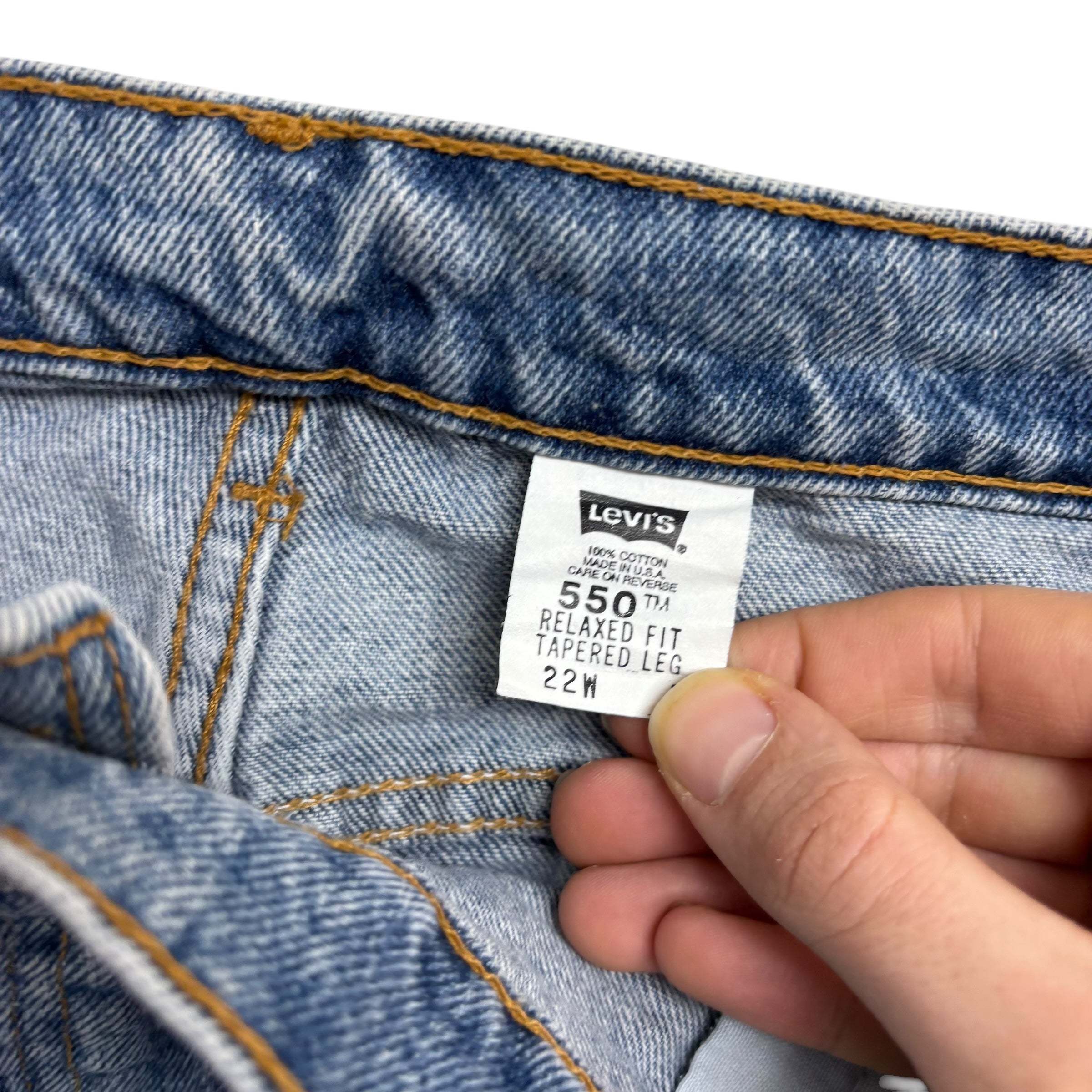 Levis 550 Jeans W40 L32 Womens Light Blue Relaxed Taper Made In USA Vintage (E)