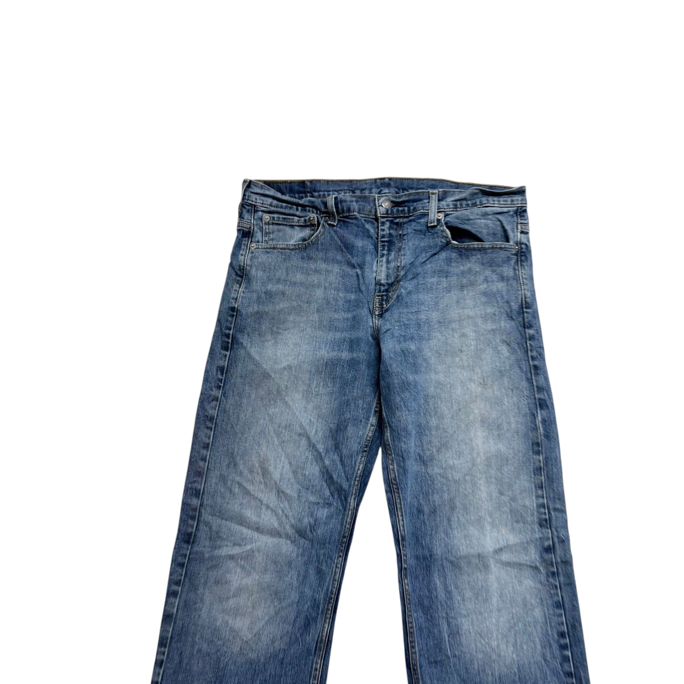 Levis 569 Jeans W33 L34 Mens Mid Blue Baggy Relaxed Straight Fit Stretch Denim