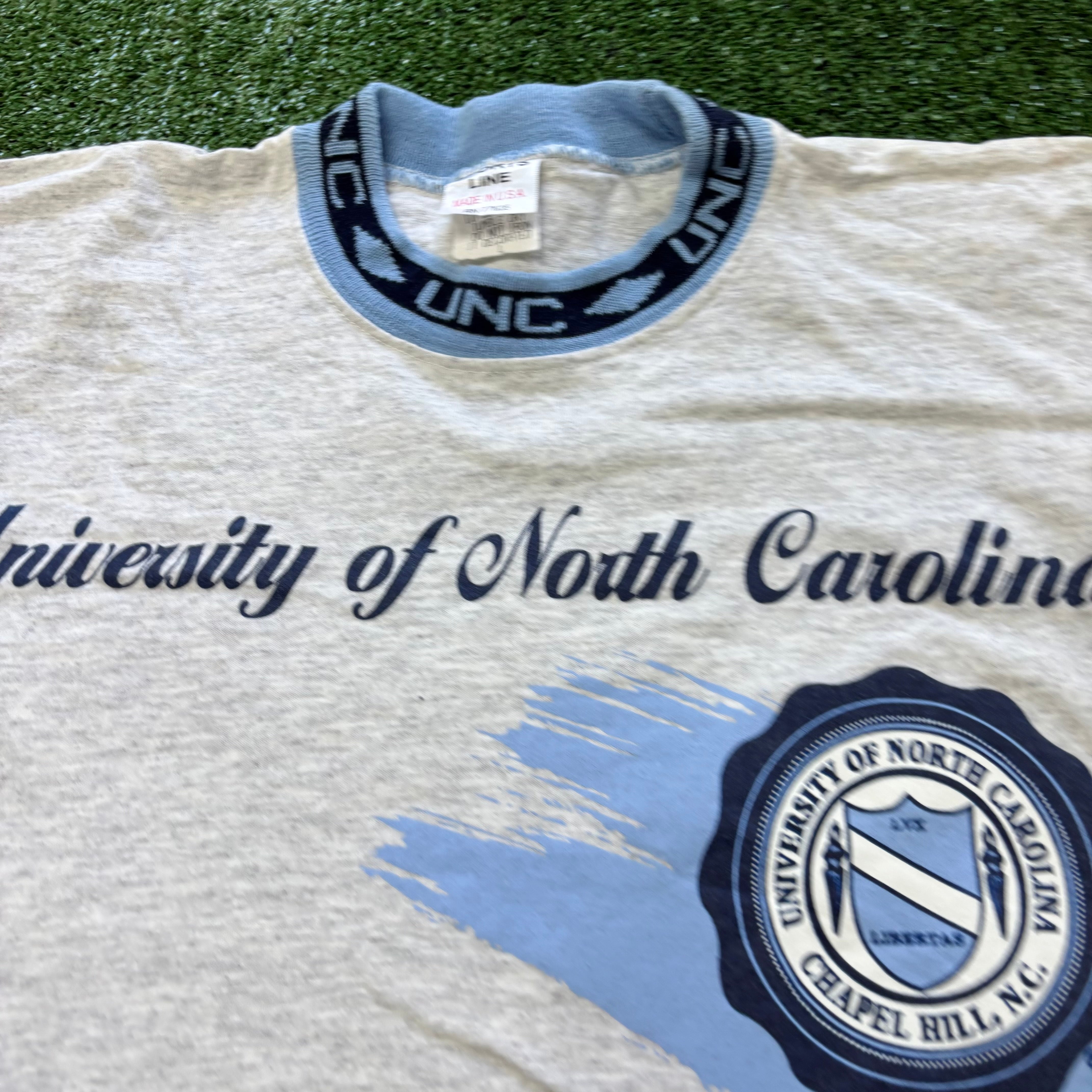 Vintage T Shirt Mens Large Grey Single Stitch Graphic Print 90s College (E)