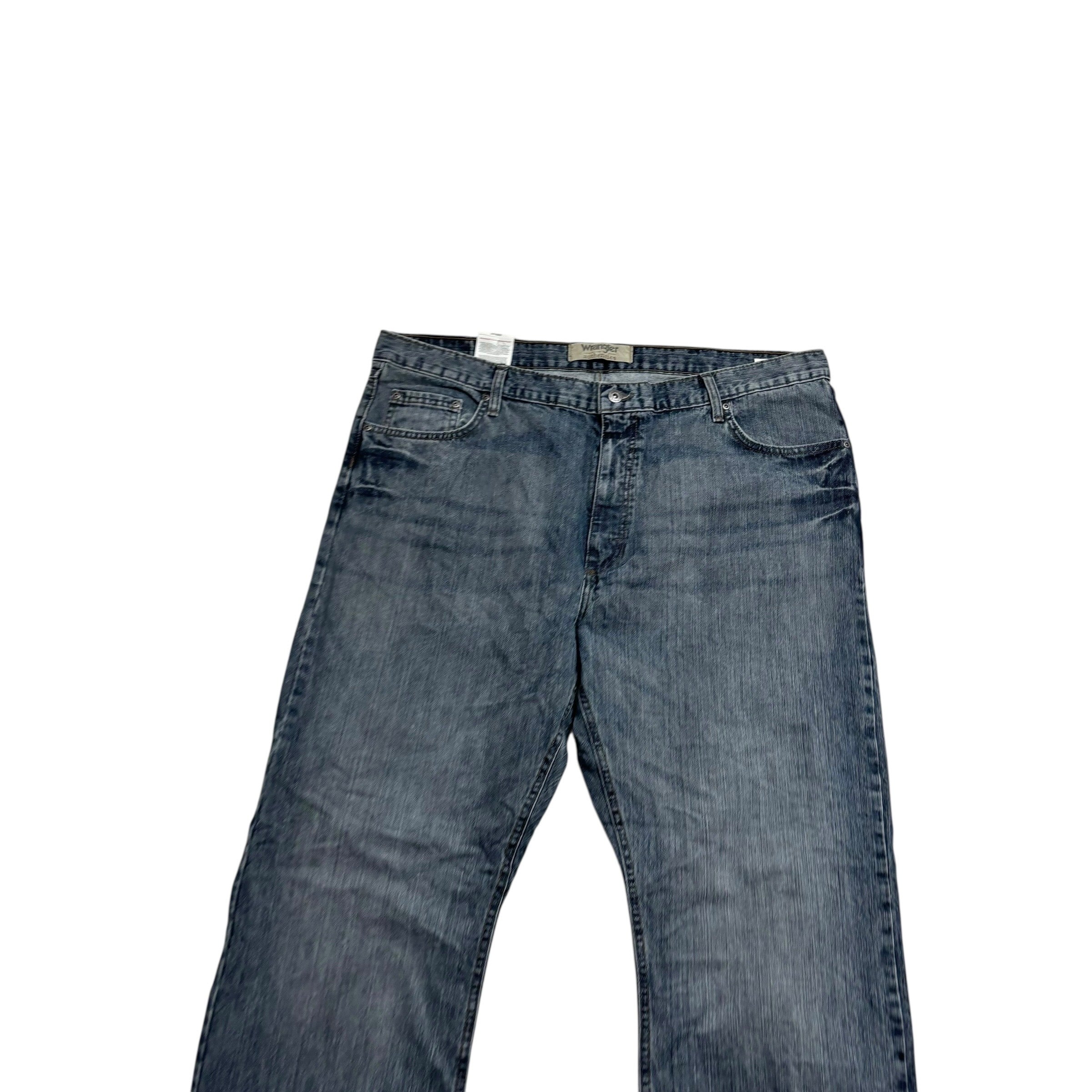 Wrangler Jeans W42 L32 Mens Mid Blue Relaxed Bootcut Fit Denim (E)