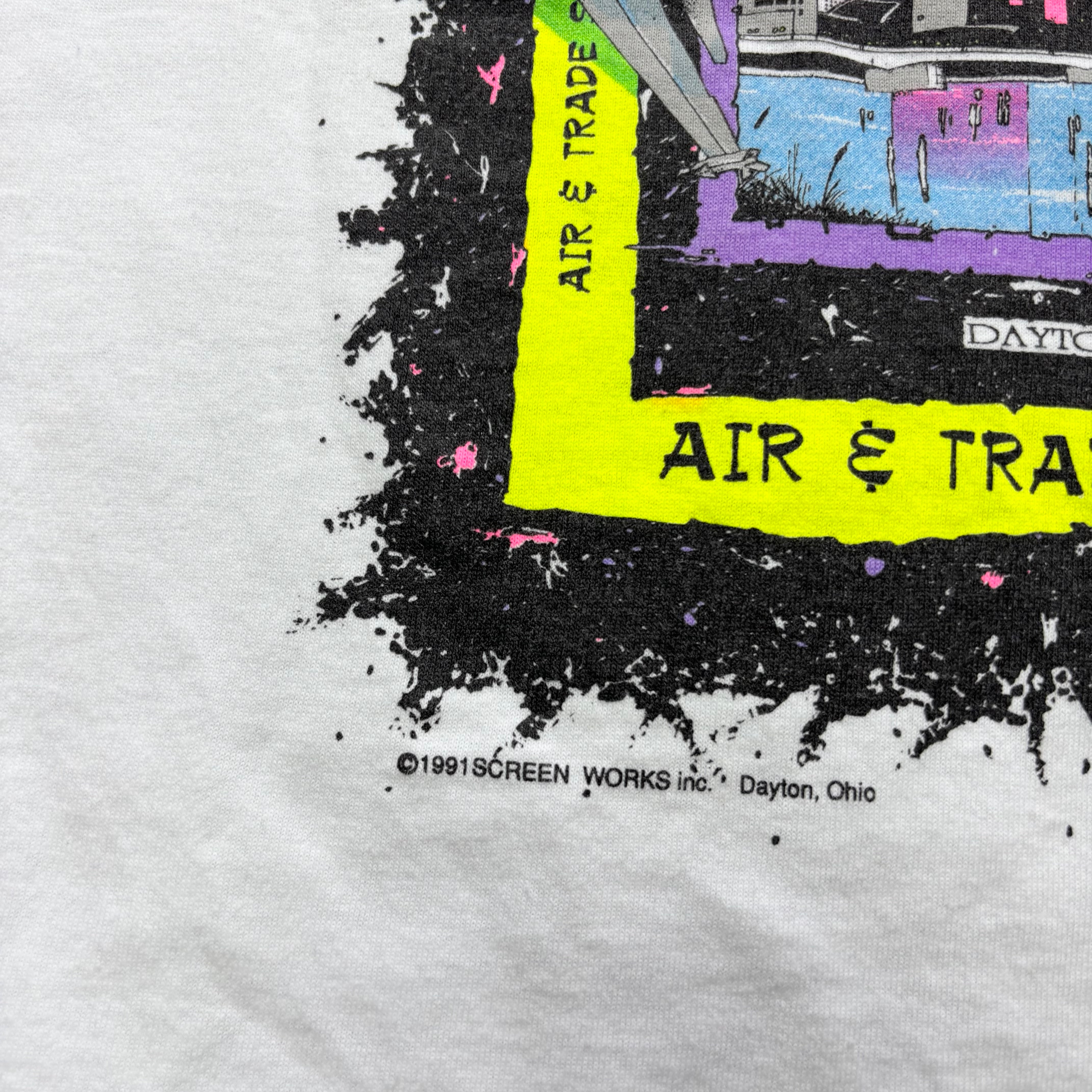 Vintage T Shirt Mens XS White Single Stitch Graphic Print 90s Airplanes