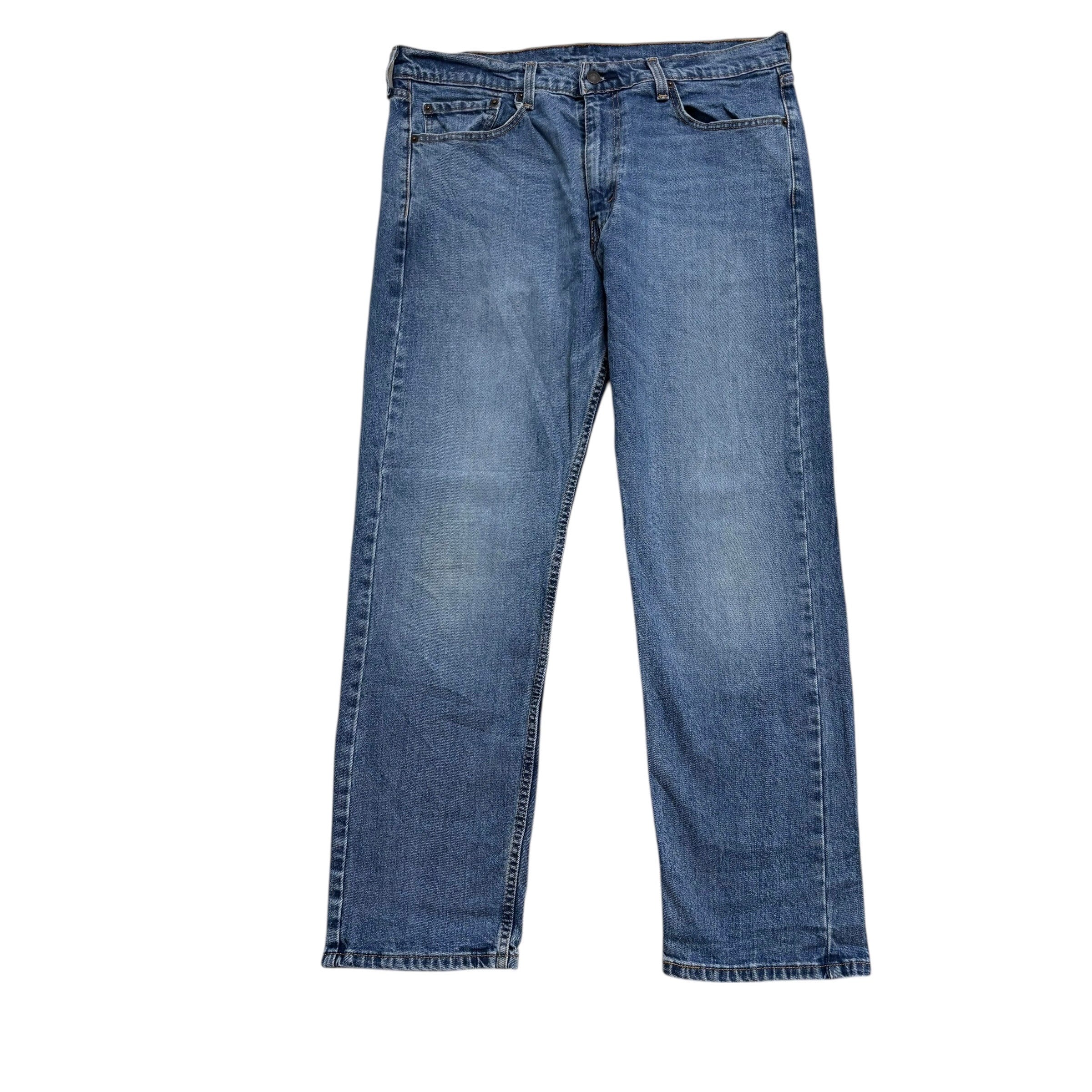 Levis 505 Jeans W36 L30 Mens Mid Blue Regular Straight Fit Stretch Denim (E)