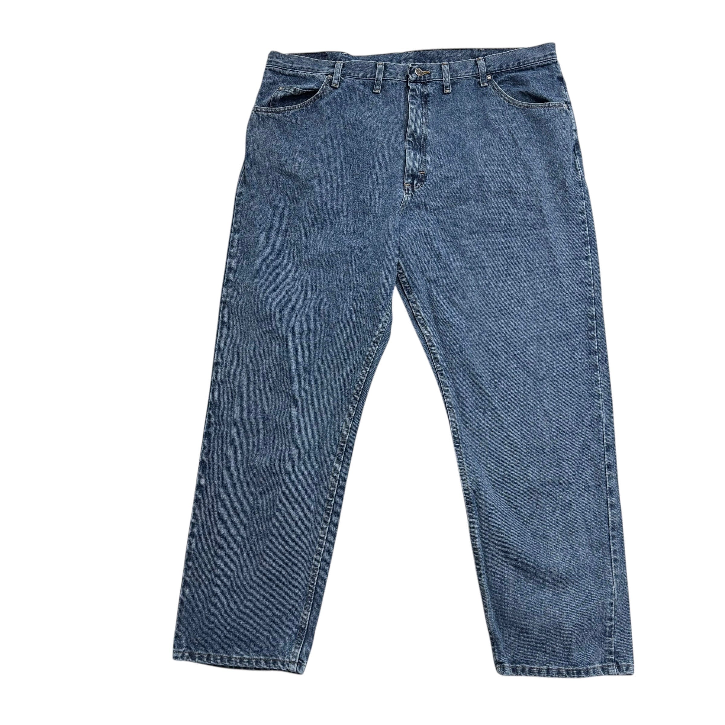 Wrangler Jeans W44 L32 Mens Mid Blue Relaxed Straight Fit Baggy Denim (E)
