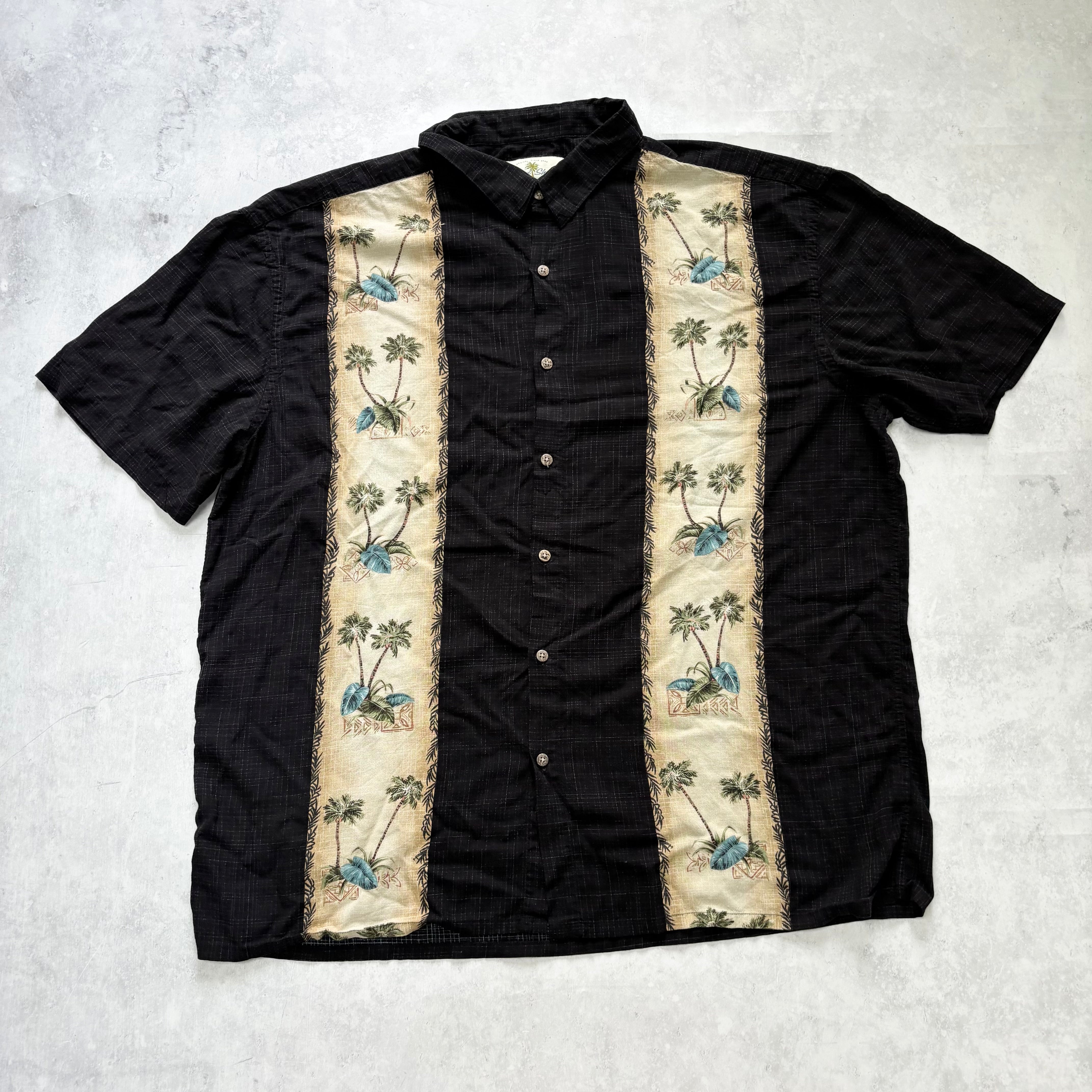 Vintage Hawaiian Shirt Mens XXL Black Floral Aloha Short Sleeve Rayon (E)