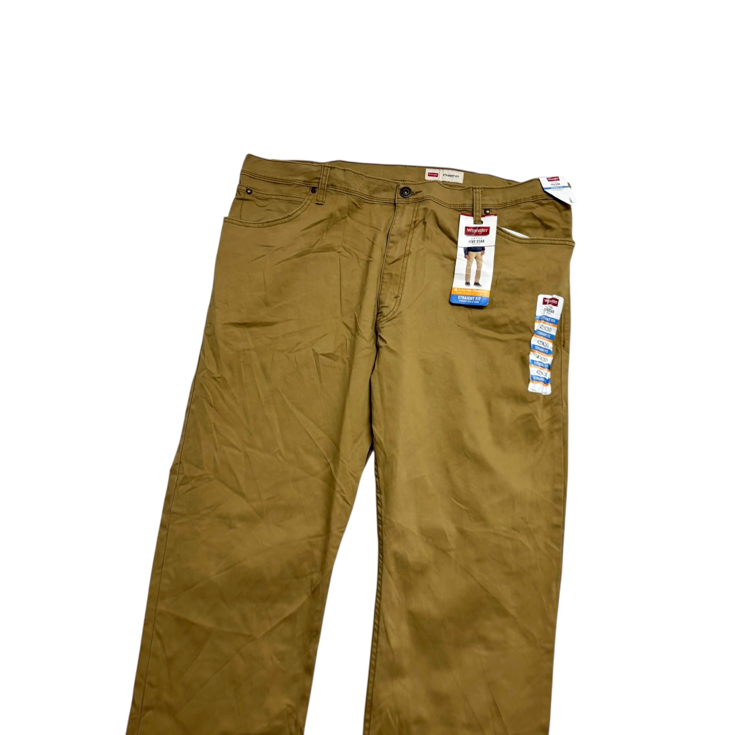 Wrangler Trousers W42 L30 Mens Beige Regular Straight Fit Stretch Pants