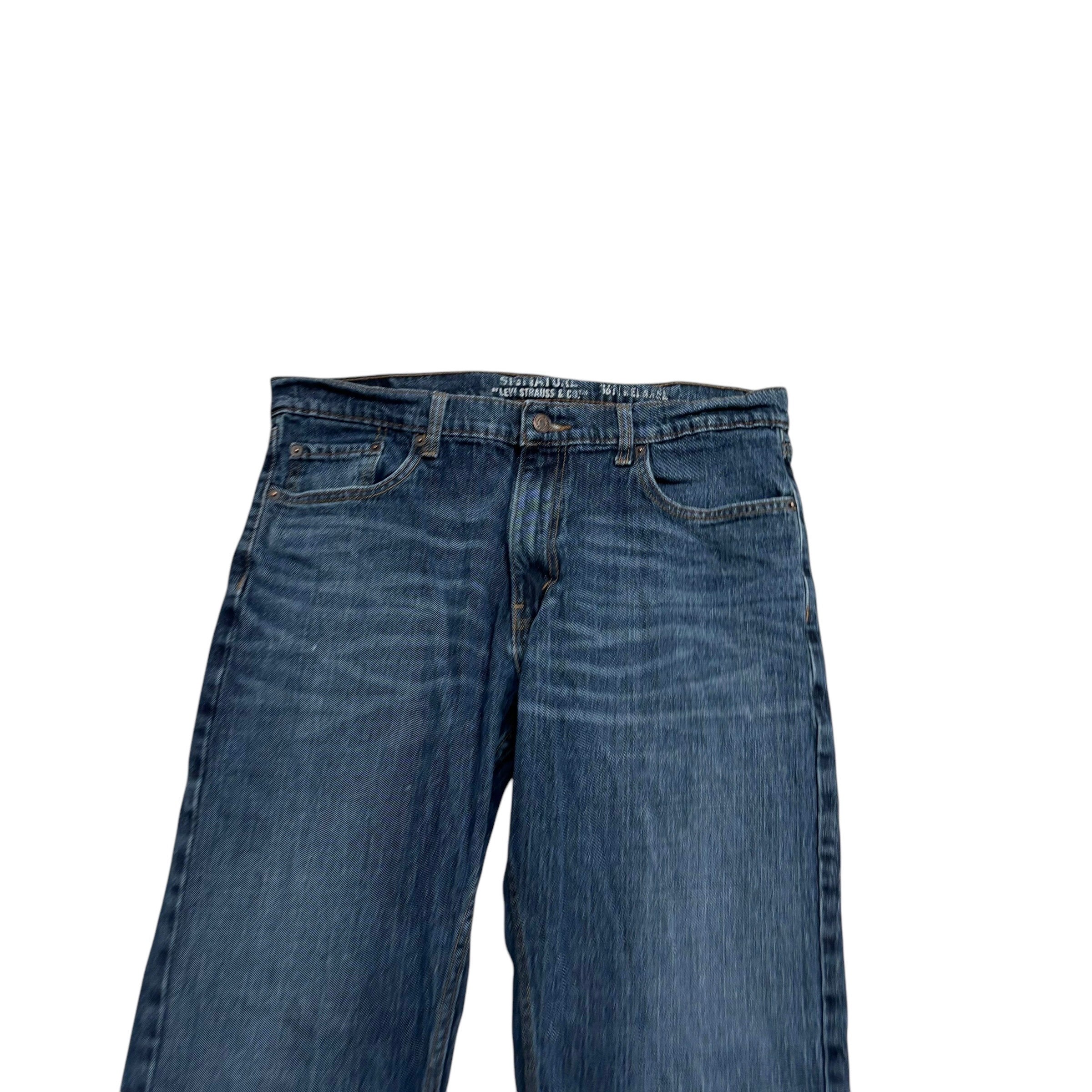 Levis Signature Jeans W36 L30 Mens Dark Blue Relaxed Straight Fit Stretch Denim