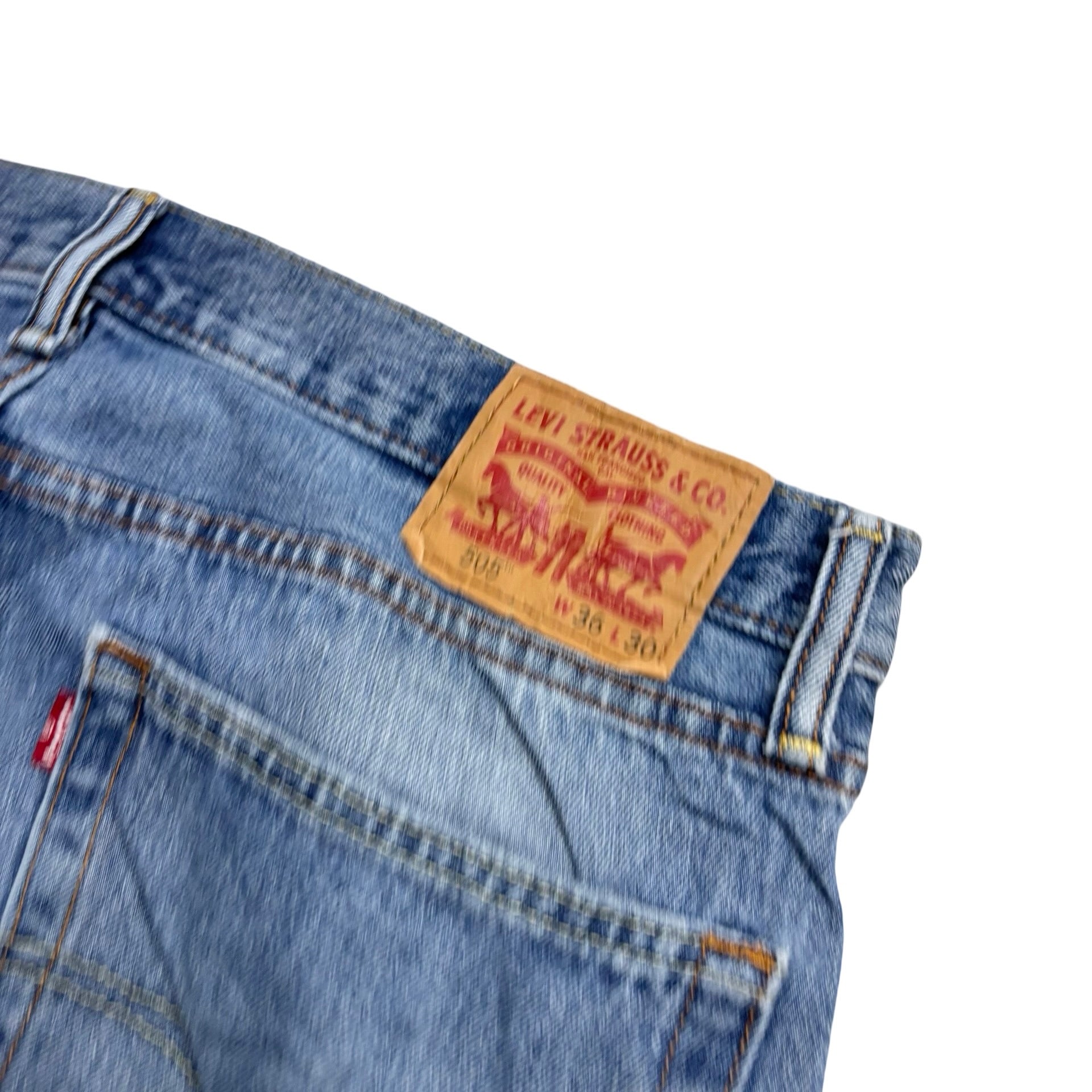 Levis 505 Jeans W36 L30 Mens Light Blue Regular Straight Fit Denim