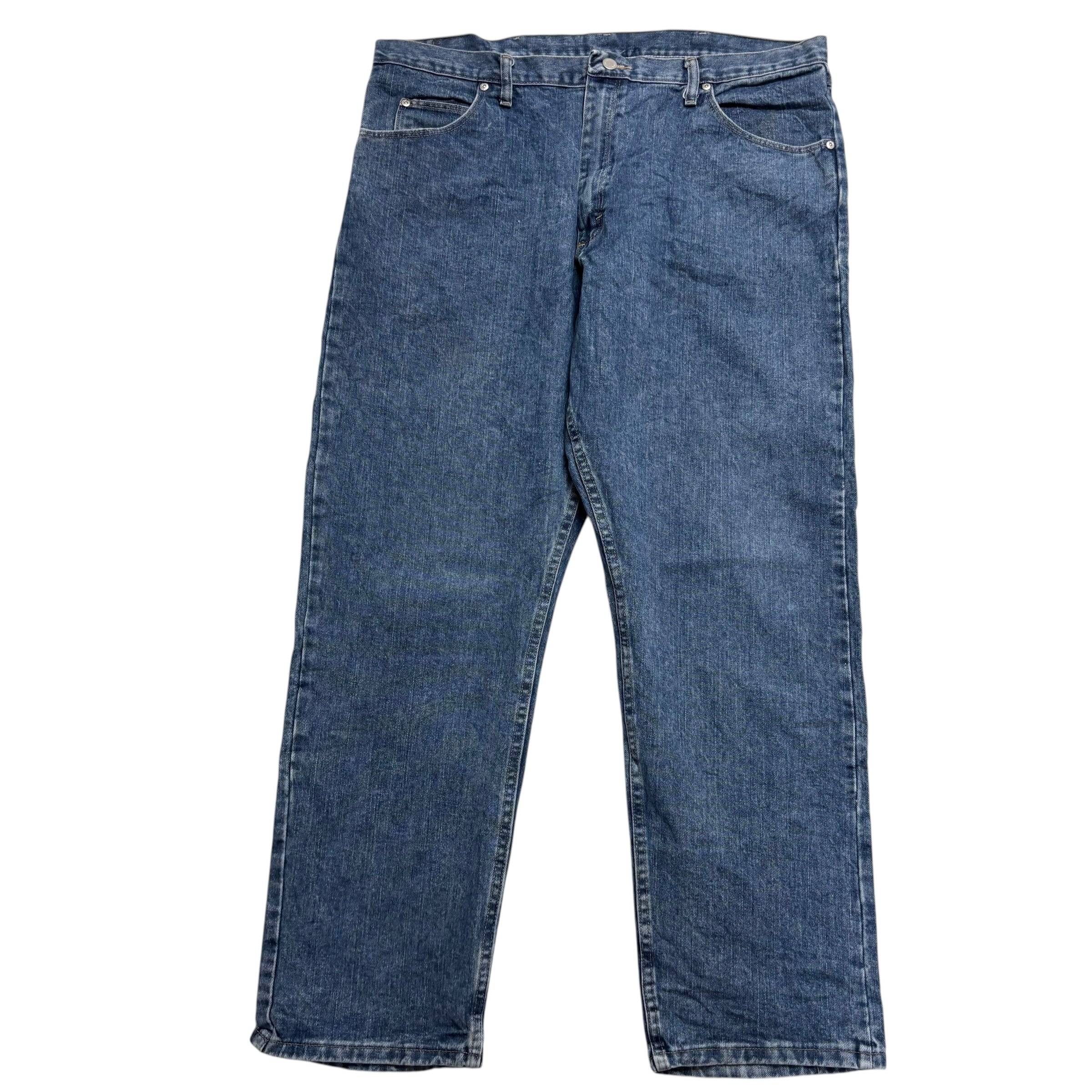 Wrangler Jeans W40 L32 Mens Mid Blue Relaxed Straight Fit Denim