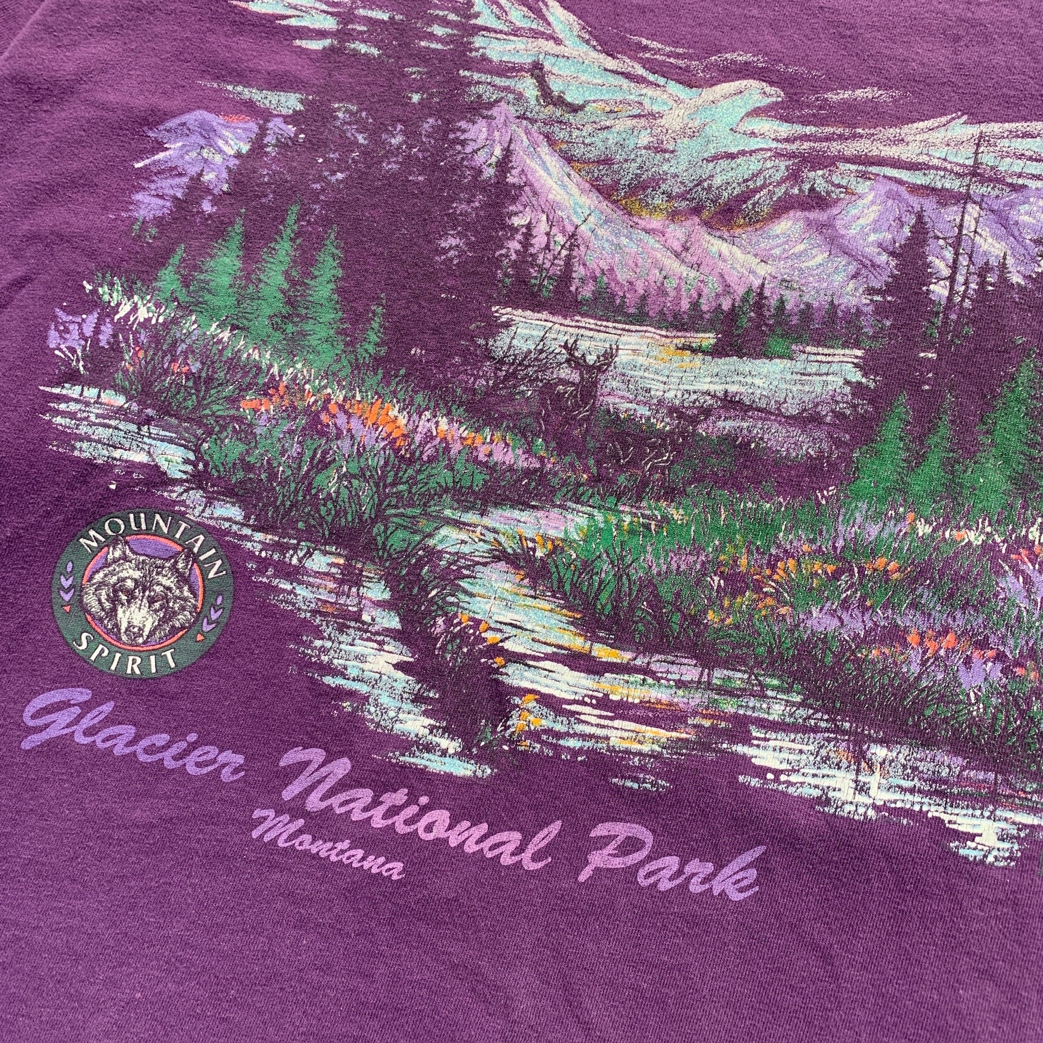 Vintage T Shirt Mens Large Purple Single Stitch Graphic Print 90s USA Tourist