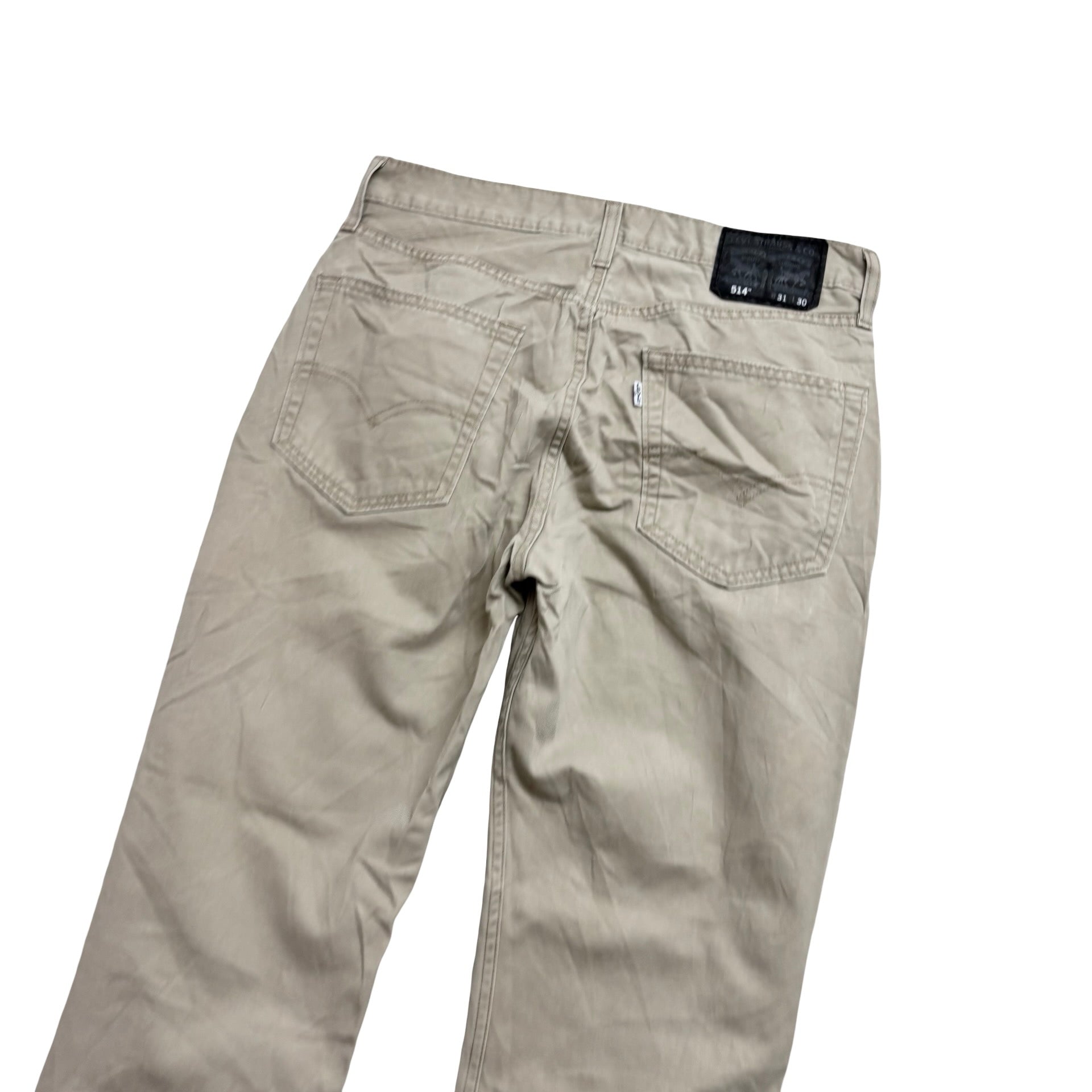 Levis 514 Trousers W31 L30 Mens Cream Regular Straight Fit Cotton Pants (E)