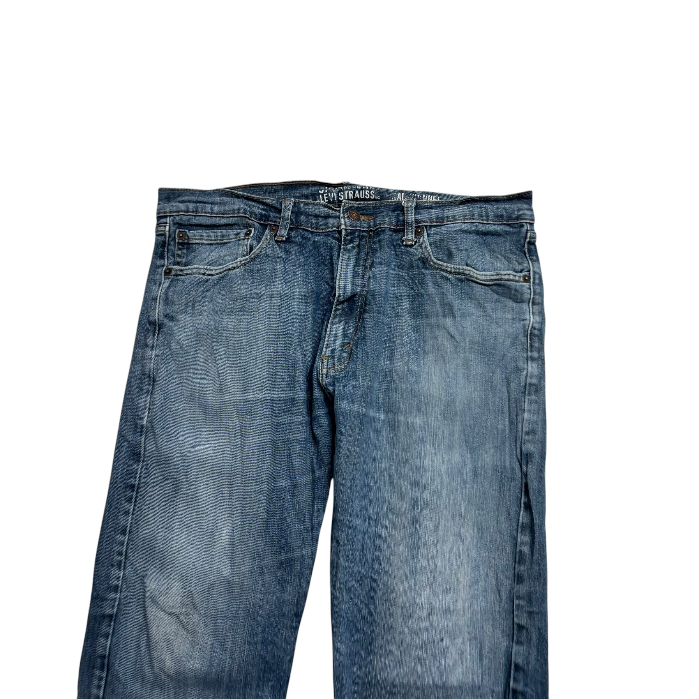 Levis Signature Jeans W36 L28 Mens Mid Blue Regular Straight Fit Stretch Denim