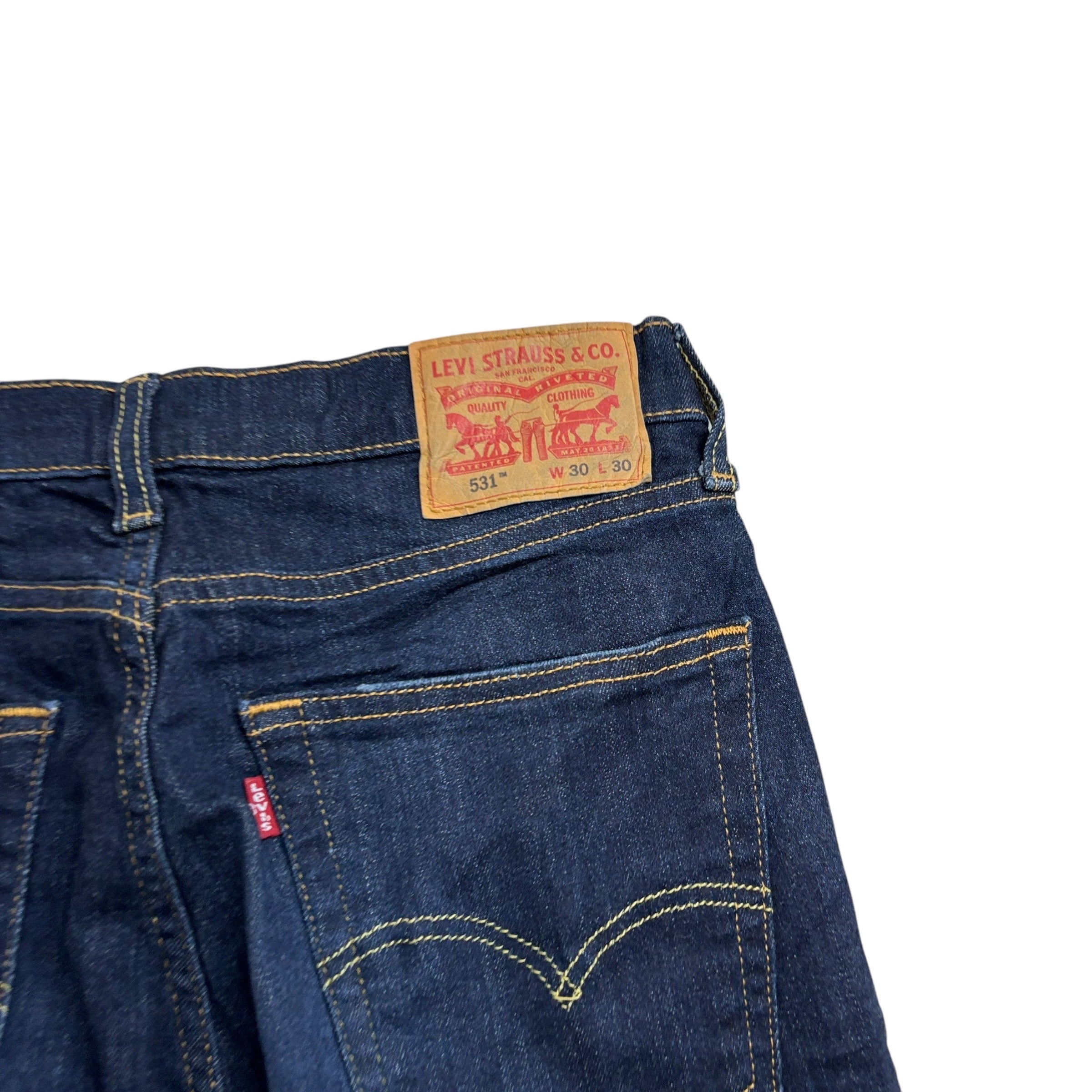 Levis 531 Jeans W30 L30 Mens Dark Blue Athletic Slim Fit Stretch Denim (E)