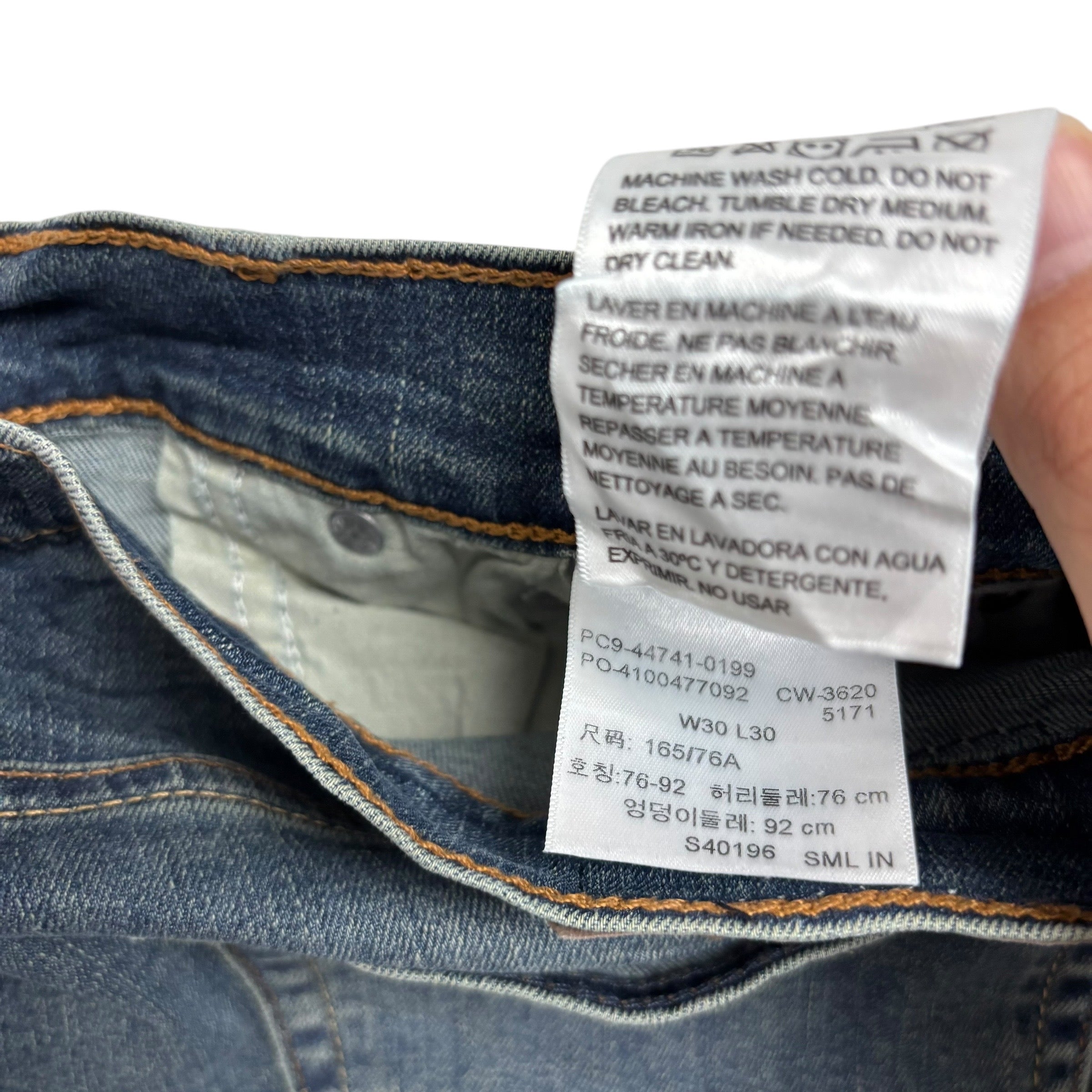 Levis Denizen Jeans W30 L30 Mens Mid Blue Slim Fit Stretch Denim (E)