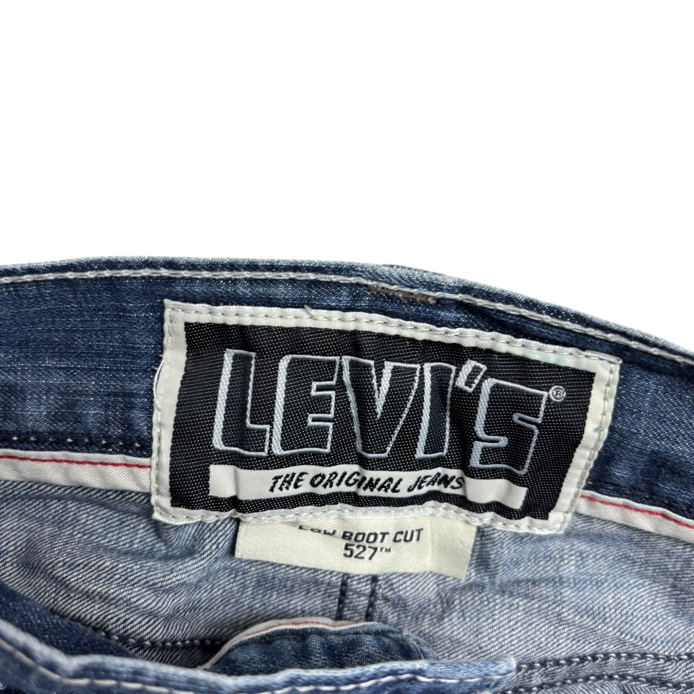 Levis 527 Jeans W34 L34 Mens Mid Blue Low Bootcut Y2K Vintage Denim