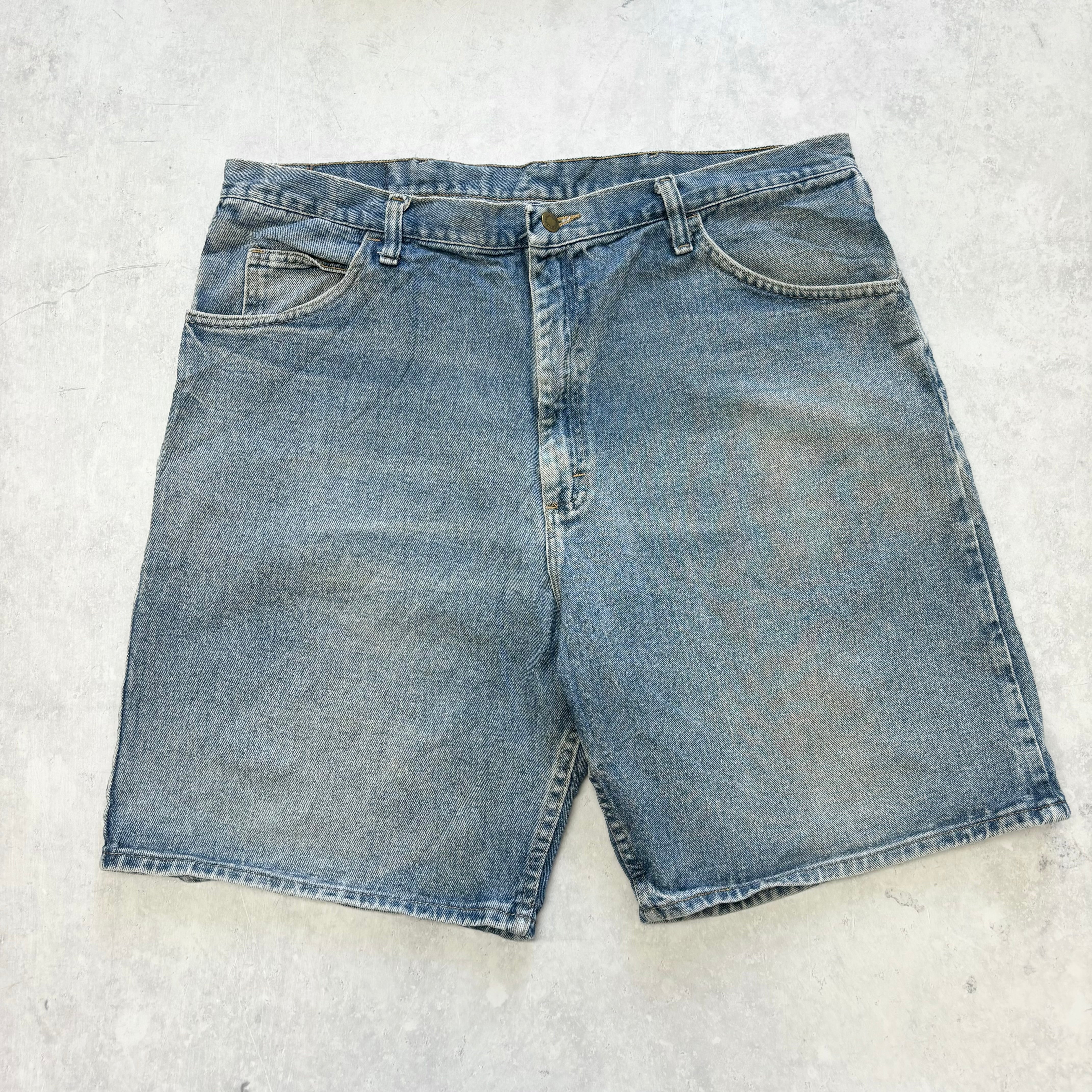 Vintage Wrangler Jorts W40 Mens Denim Shorts Light Blue Baggy Relaxed Fit