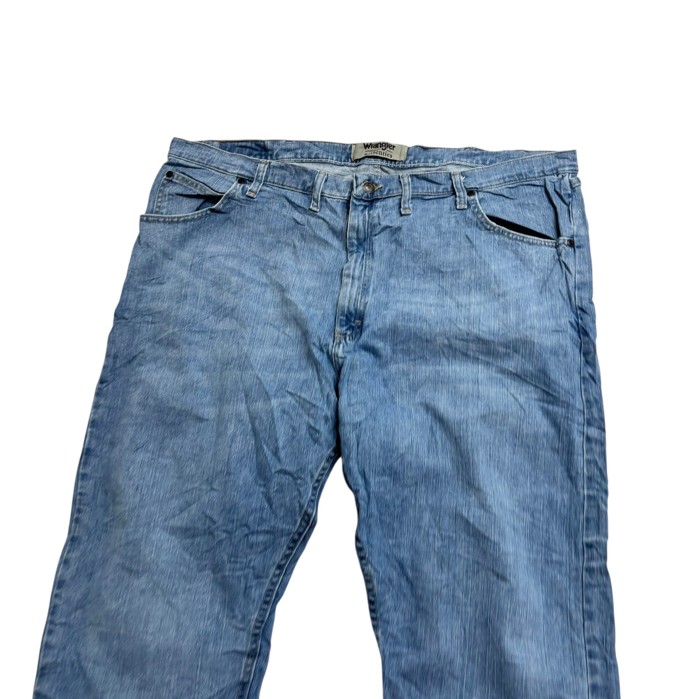 Wrangler Jeans W44 L30 Mens Light Blue Relaxed Straight Fit Stretch Denim (E)