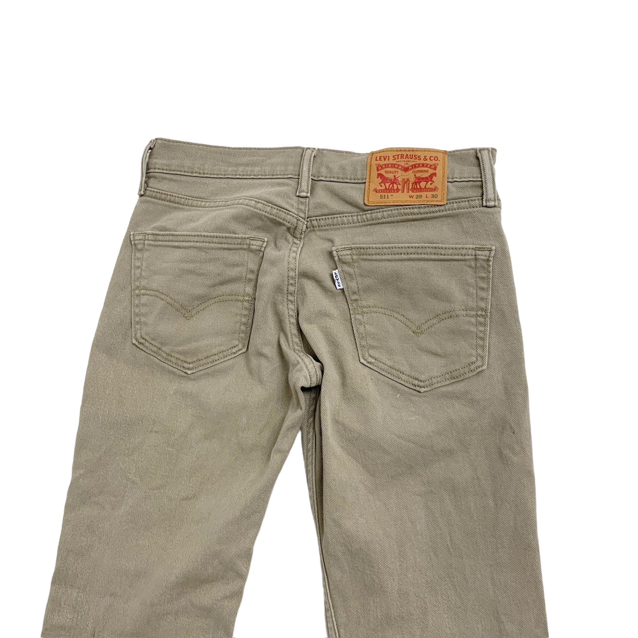 Levis 511 Chino Trousers W29 L30 Mens Beige Tan Slim Fit Stretch Cotton Pants