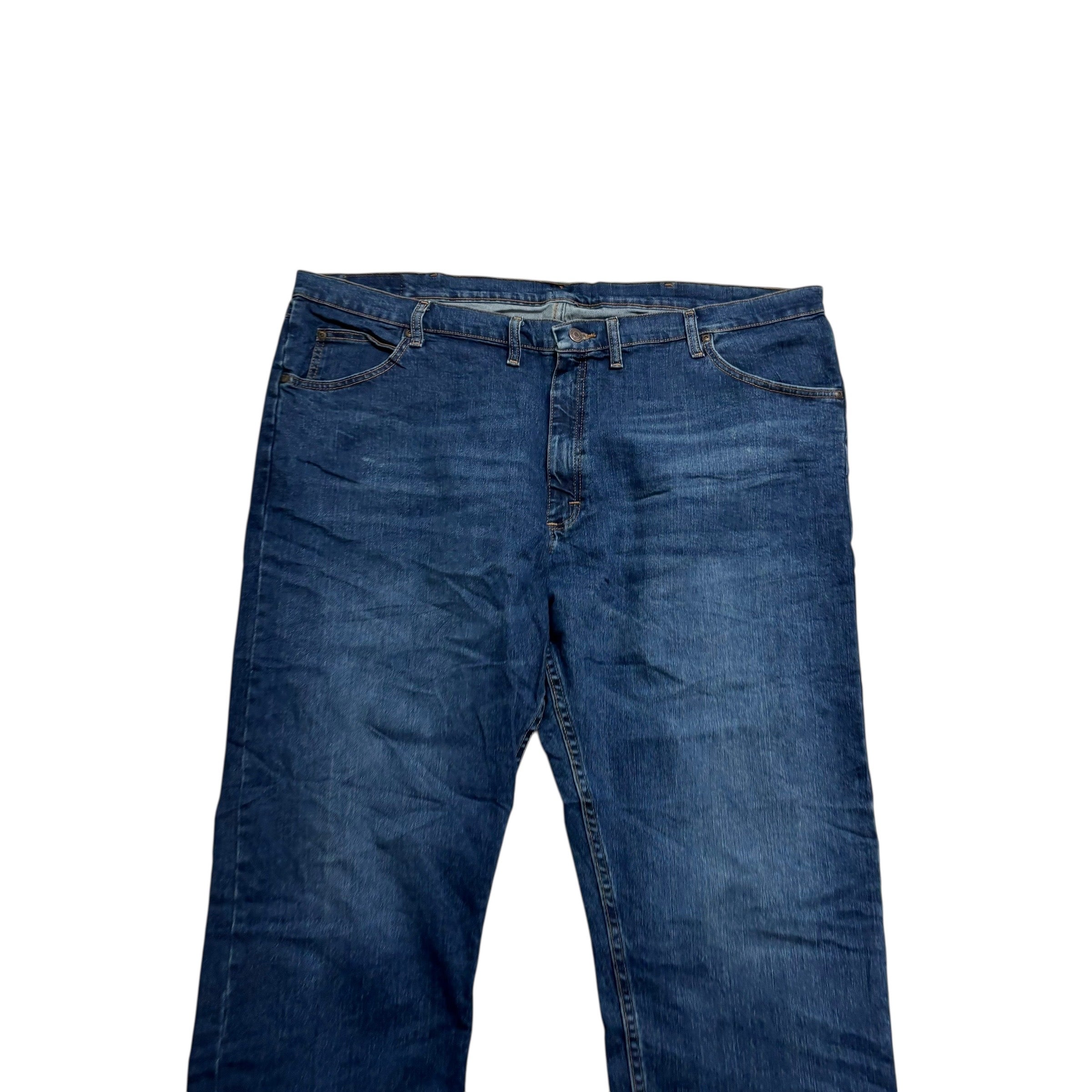 Wrangler Jeans W46 L30 Mens Dark Blue Relaxed Straight Fit Stretch Denim (E)