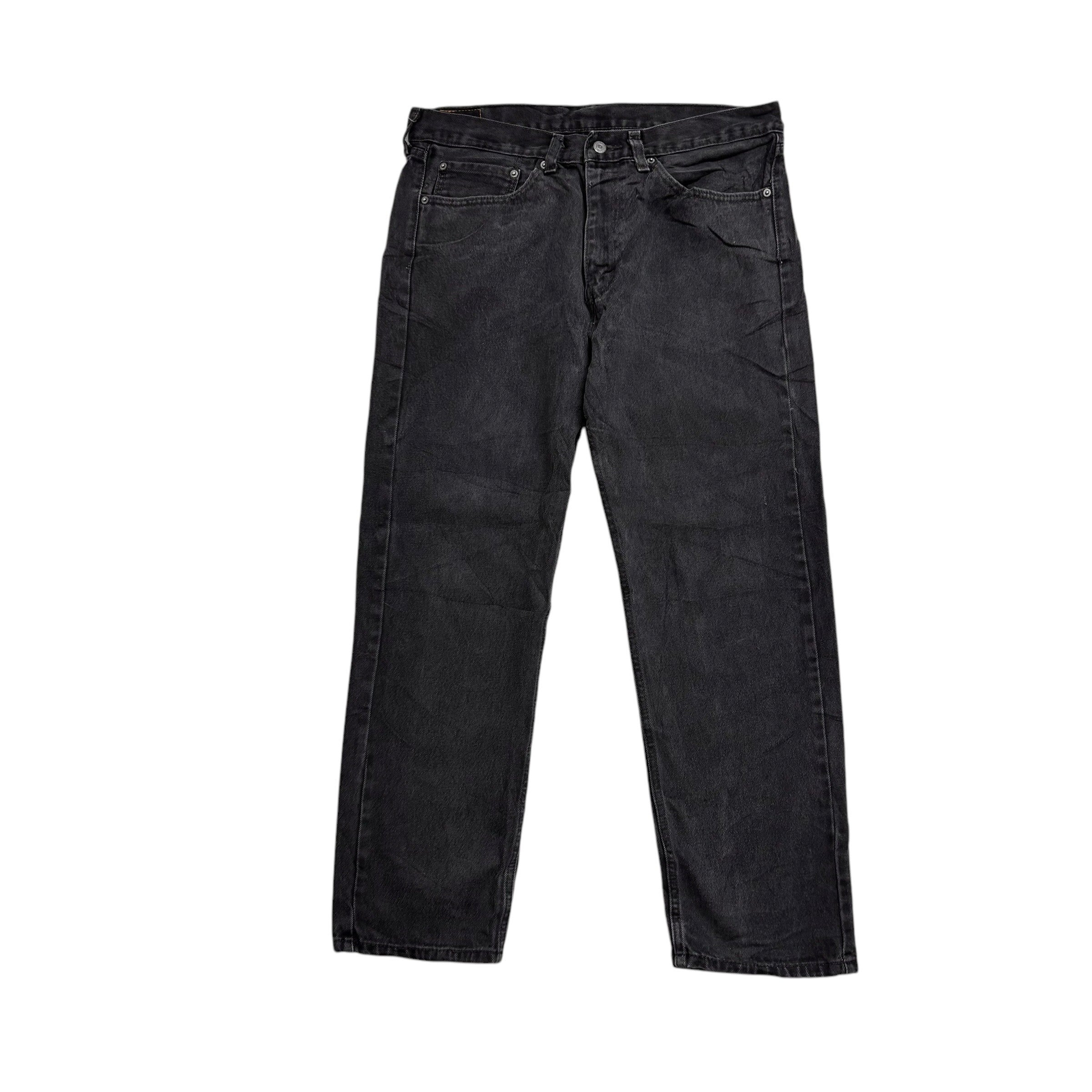 Levis 505 Jeans W36 L30 Mens Black Regular Straight Fit Denim (E)
