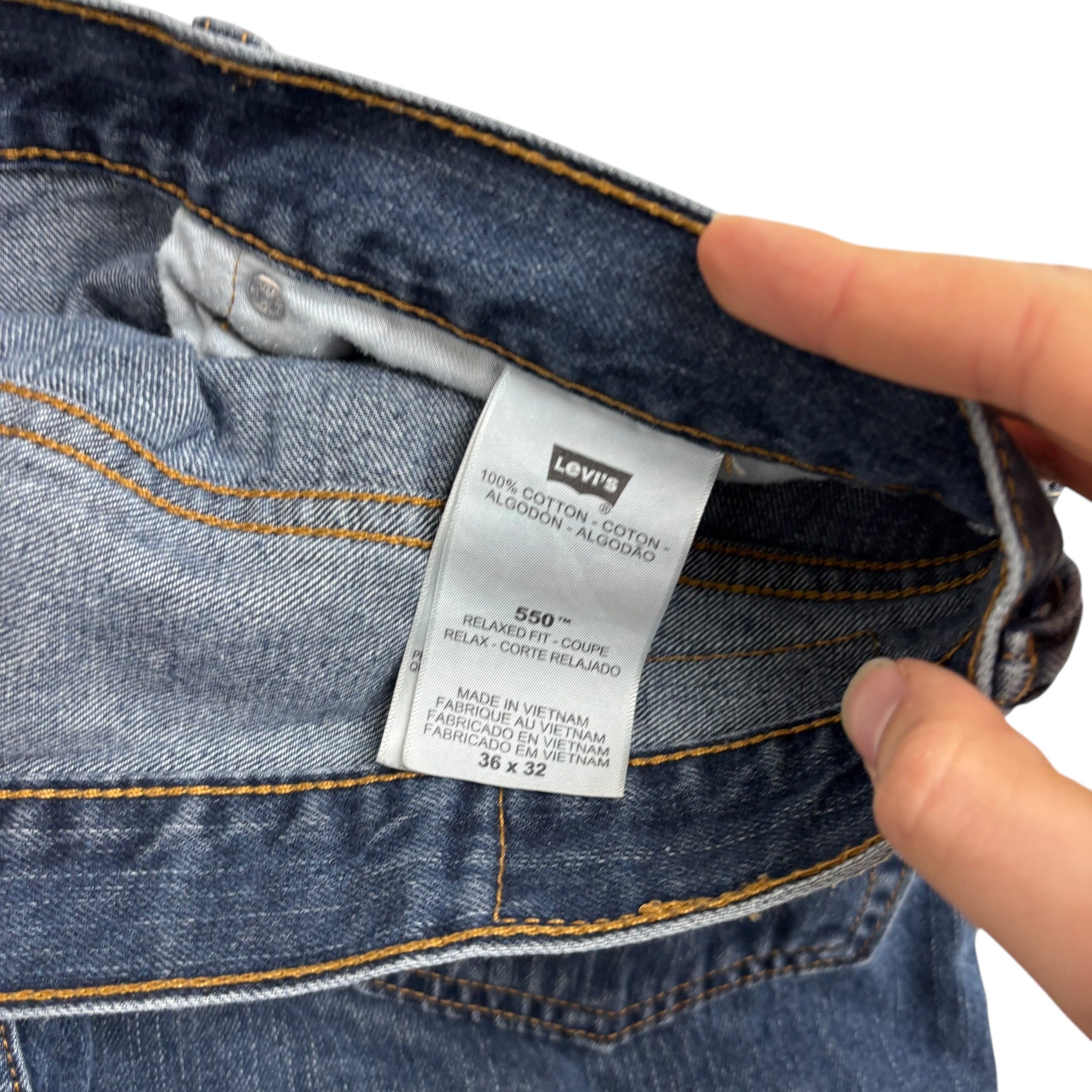 Levis 550 Jeans W36 L32 Mens Dark Blue Relaxed Straight Fit Vintage Denim
