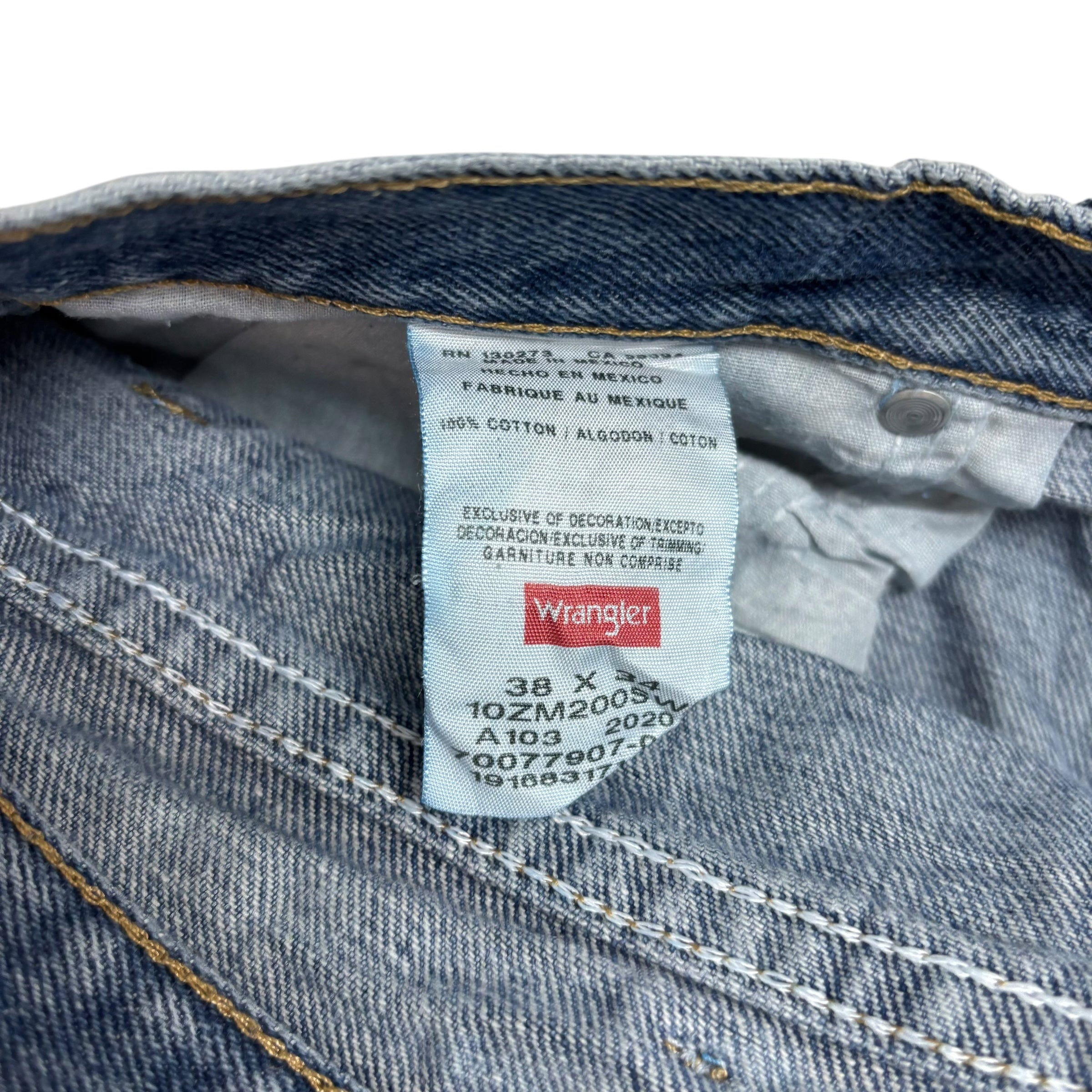 Wrangler Jeans W38 L34 Mens Mid Blue Baggy Relaxed Straight Fit Denim (E)