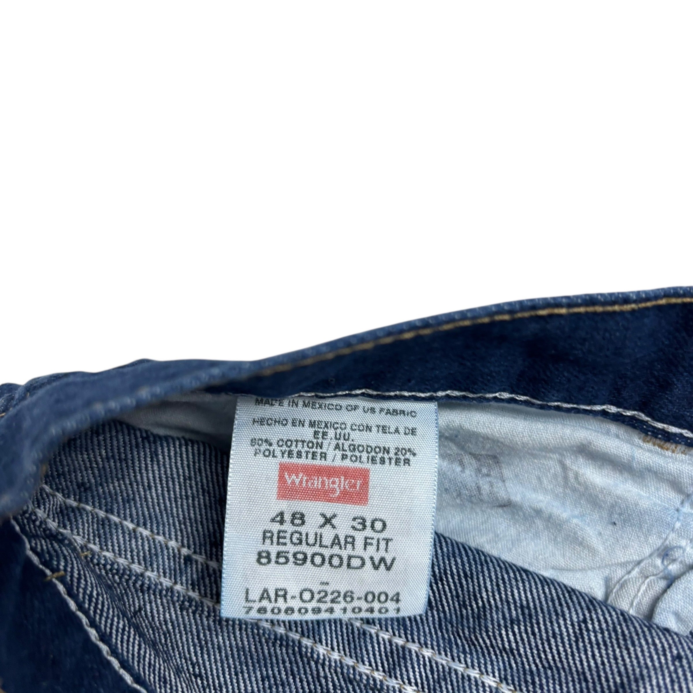 Wrangler Jeans W48 L30 Mens Dark Blue Regular Straight Fit Denim (E)