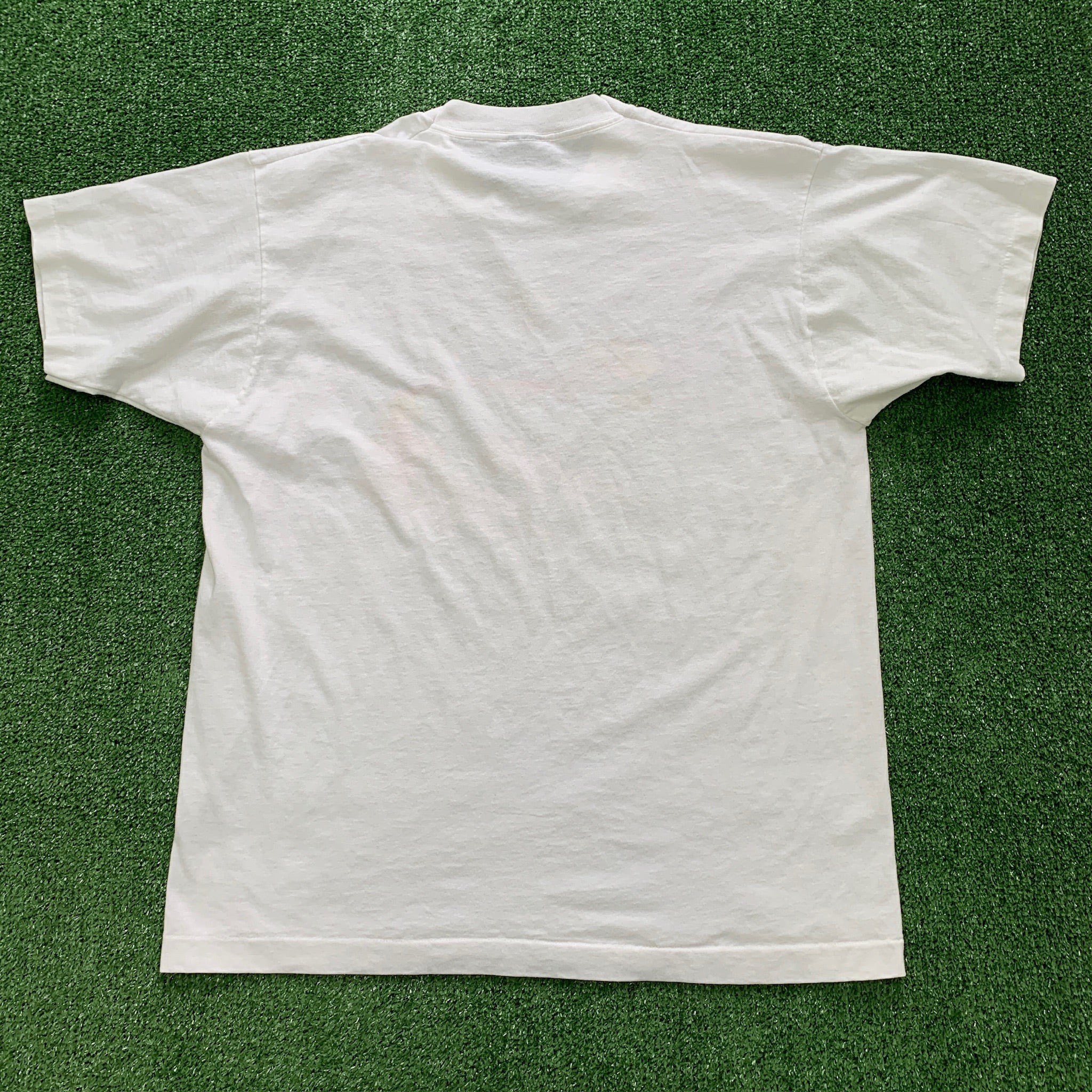 Vintage T Shirt Mens Large White Single Stitch Graphic Print 90s USA Tourist