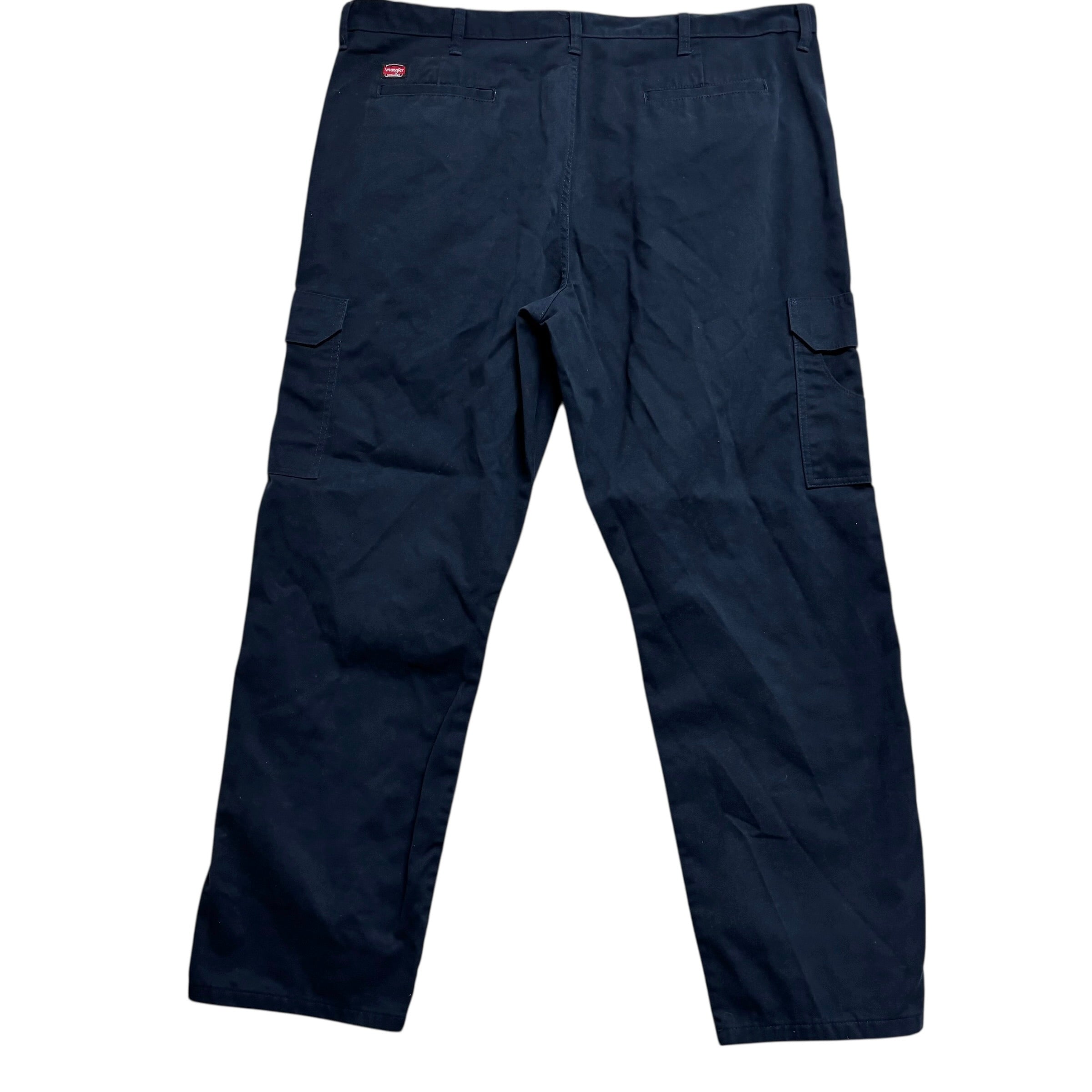Wrangler Cargo Trousers W44 L32 Mens Navy Blue Relaxed Straight Fit Pants (E)