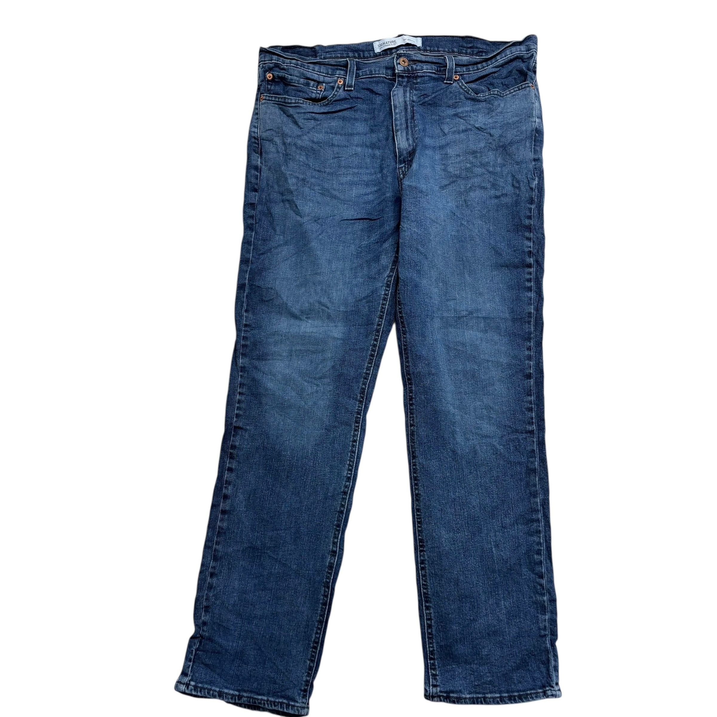 Levis Signature Jeans W38 L32 Mens Navy Blue Athletic Tapered Fit Stretch (E)