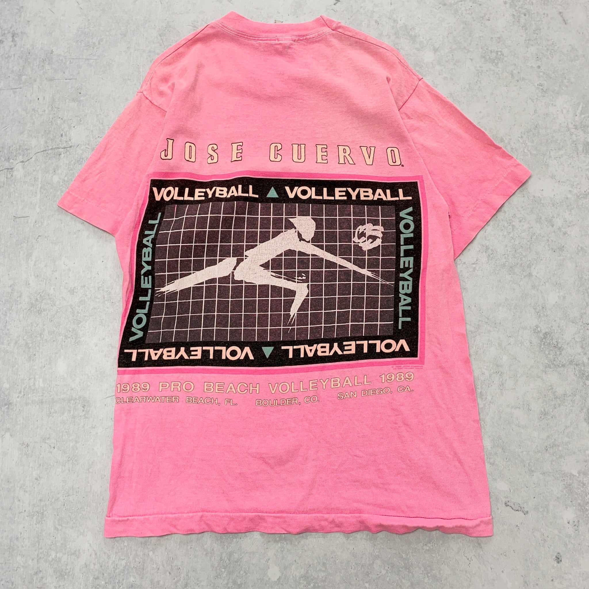 Vintage T Shirt Mens Medium Pink Single Stitch Graphic Print 80s USA Beach