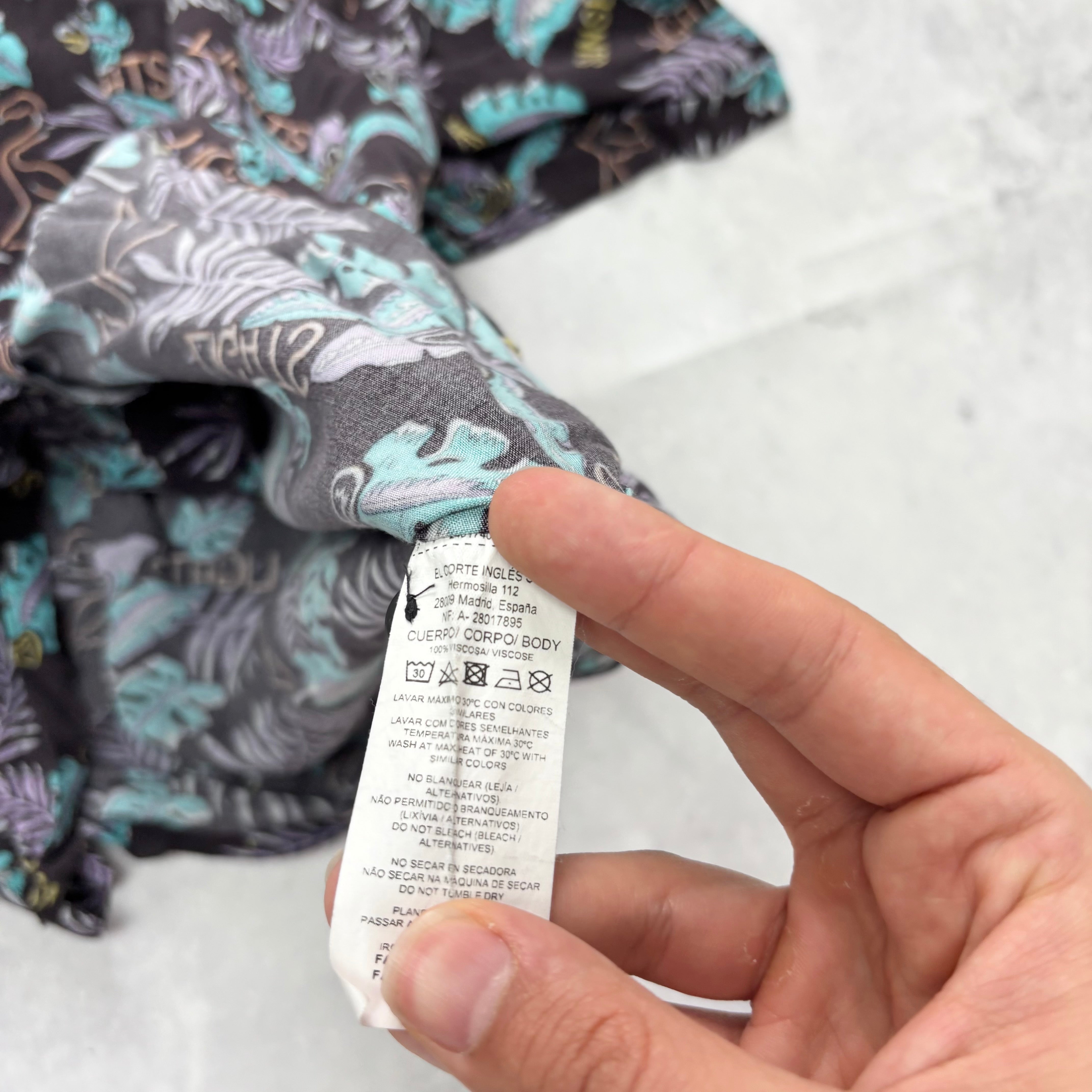 Hawaiian Shirt Mens Small Purple Floral Aloha Short Sleeve Viscose (E)