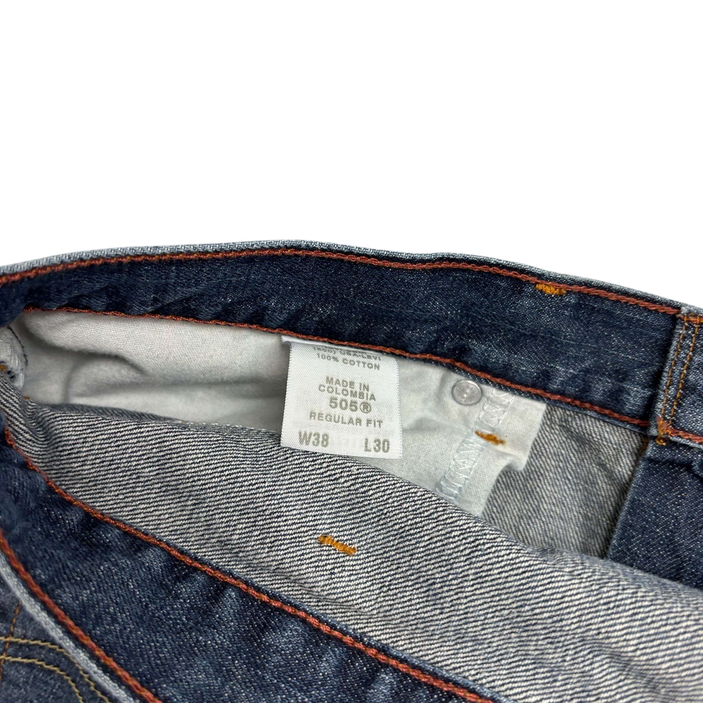 Levis 505 Jeans W38 L30 Mens Dark Blue Regular Straight Fit Vintage Denim