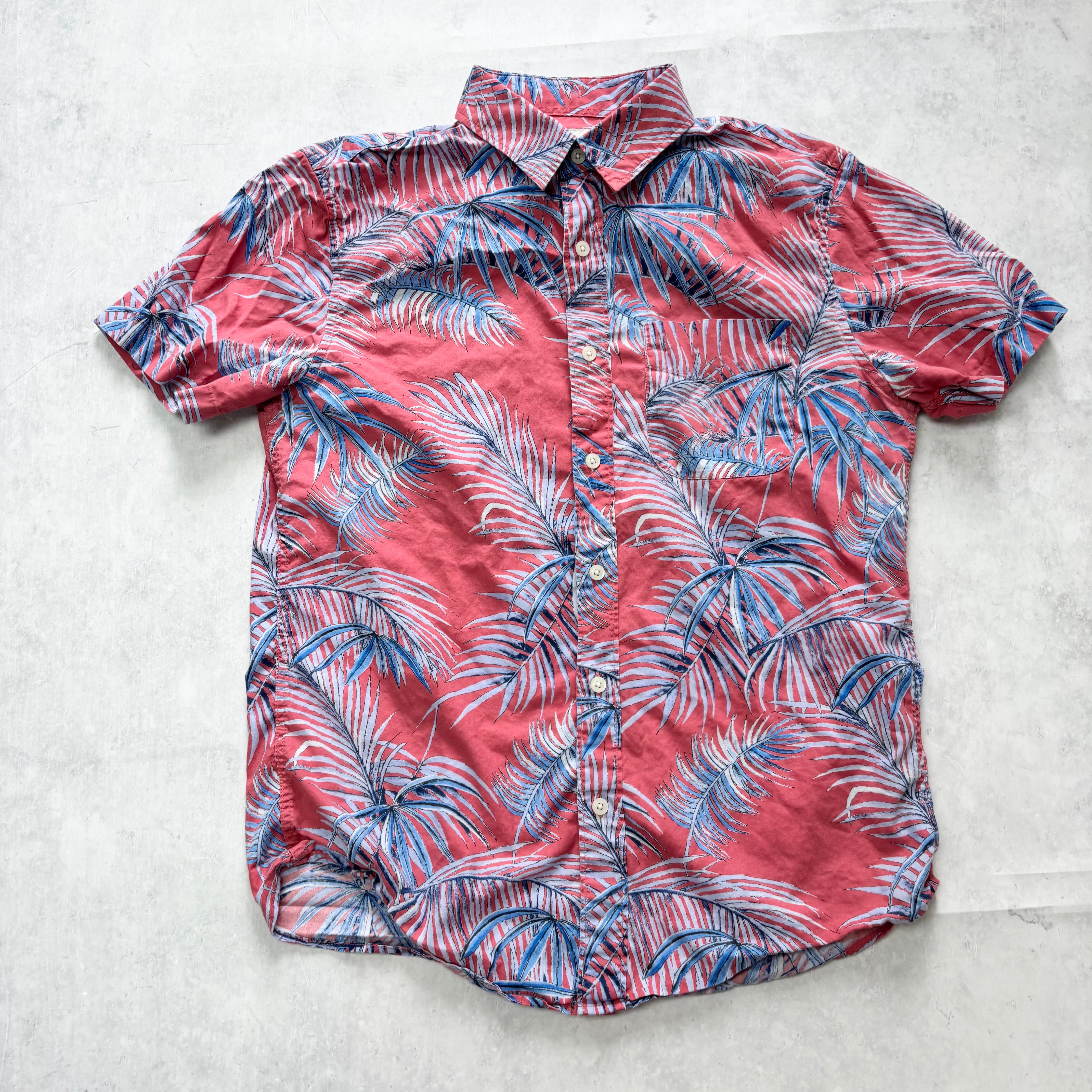 American Eagle Hawaiian Shirt Mens Small Pink Aloha Short Sleeve Cotton (E)