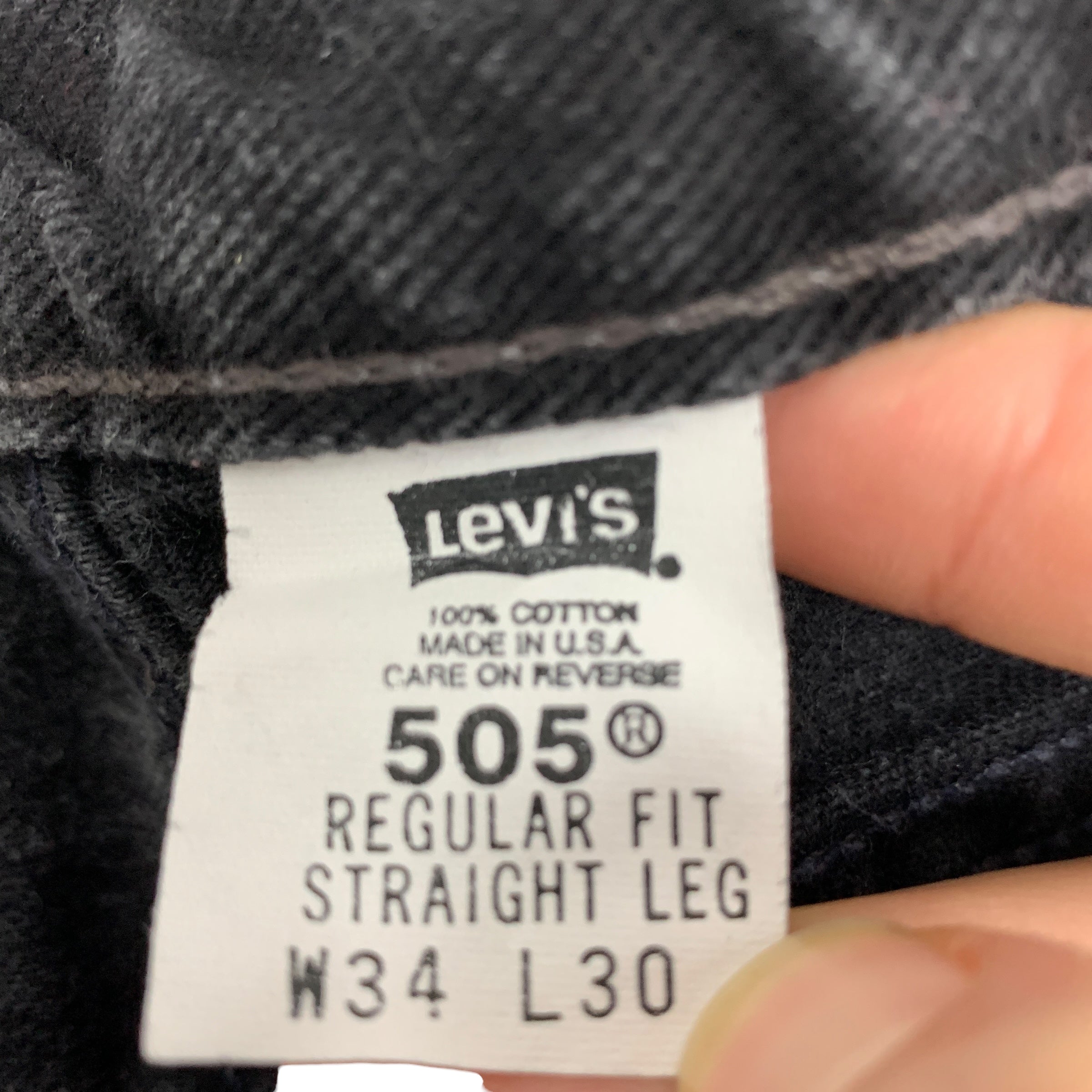 Levis 505 Jeans W32 L30 Mens Black Made In USA Vintage Regular Straight Fit Denim