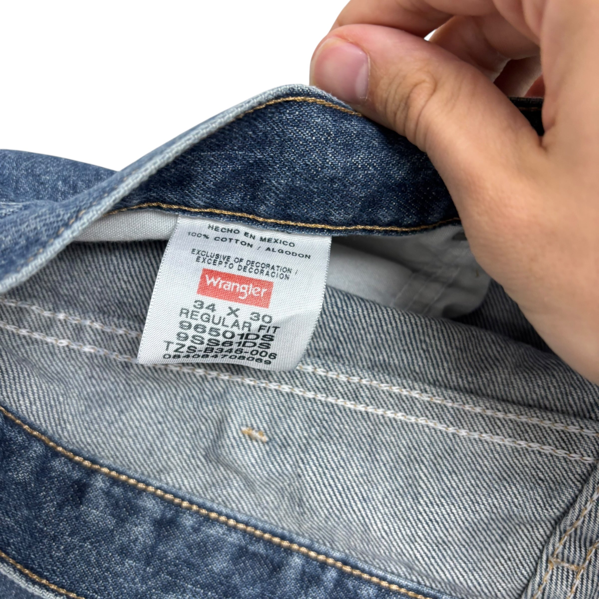 Wrangler Jeans W34 L30 Mens Mid Blue Regular Straight Fit Denim (E)