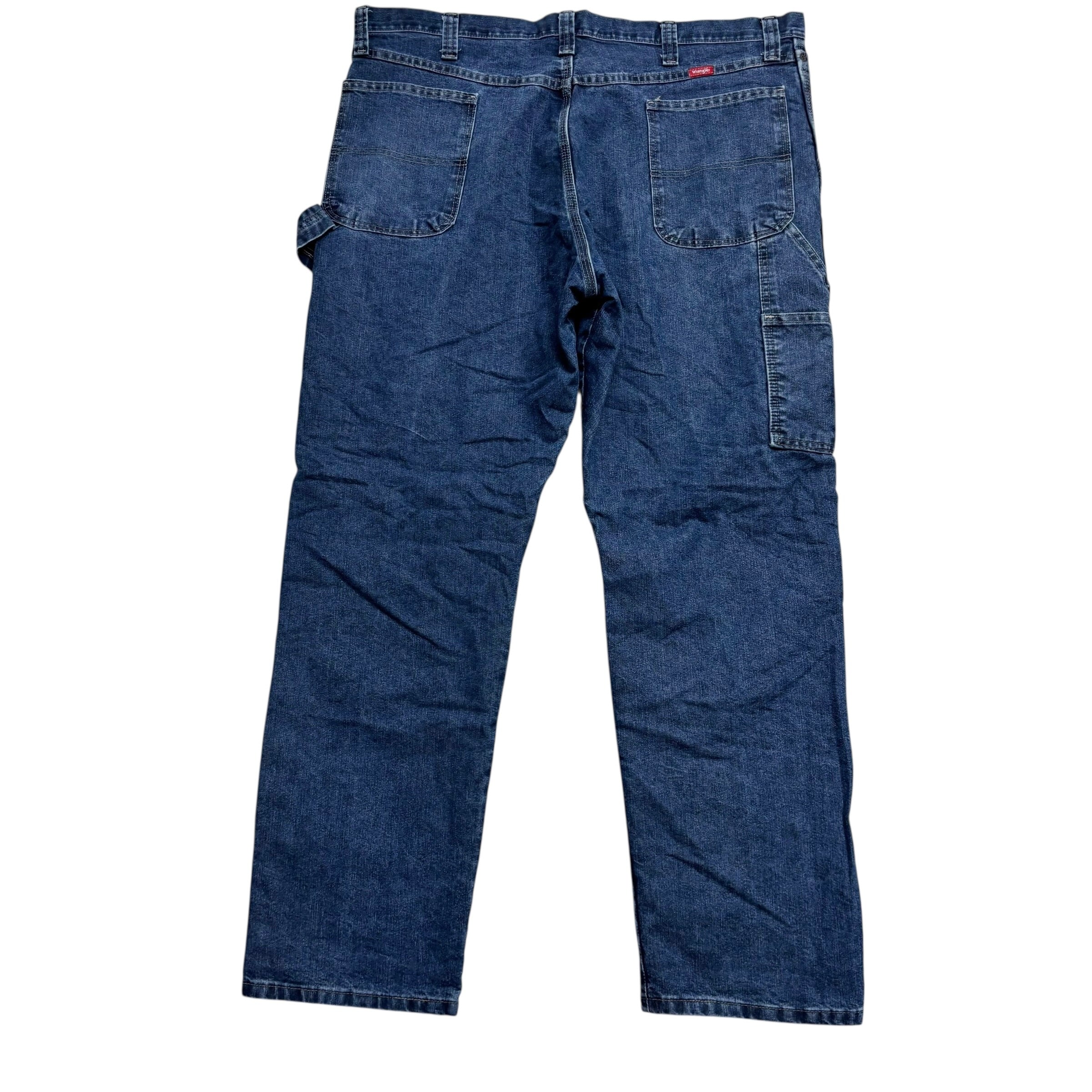 Wrangler Carpenter Jeans W42 L32 Mens Dark Blue Relaxed Straight Fit Denim (E)