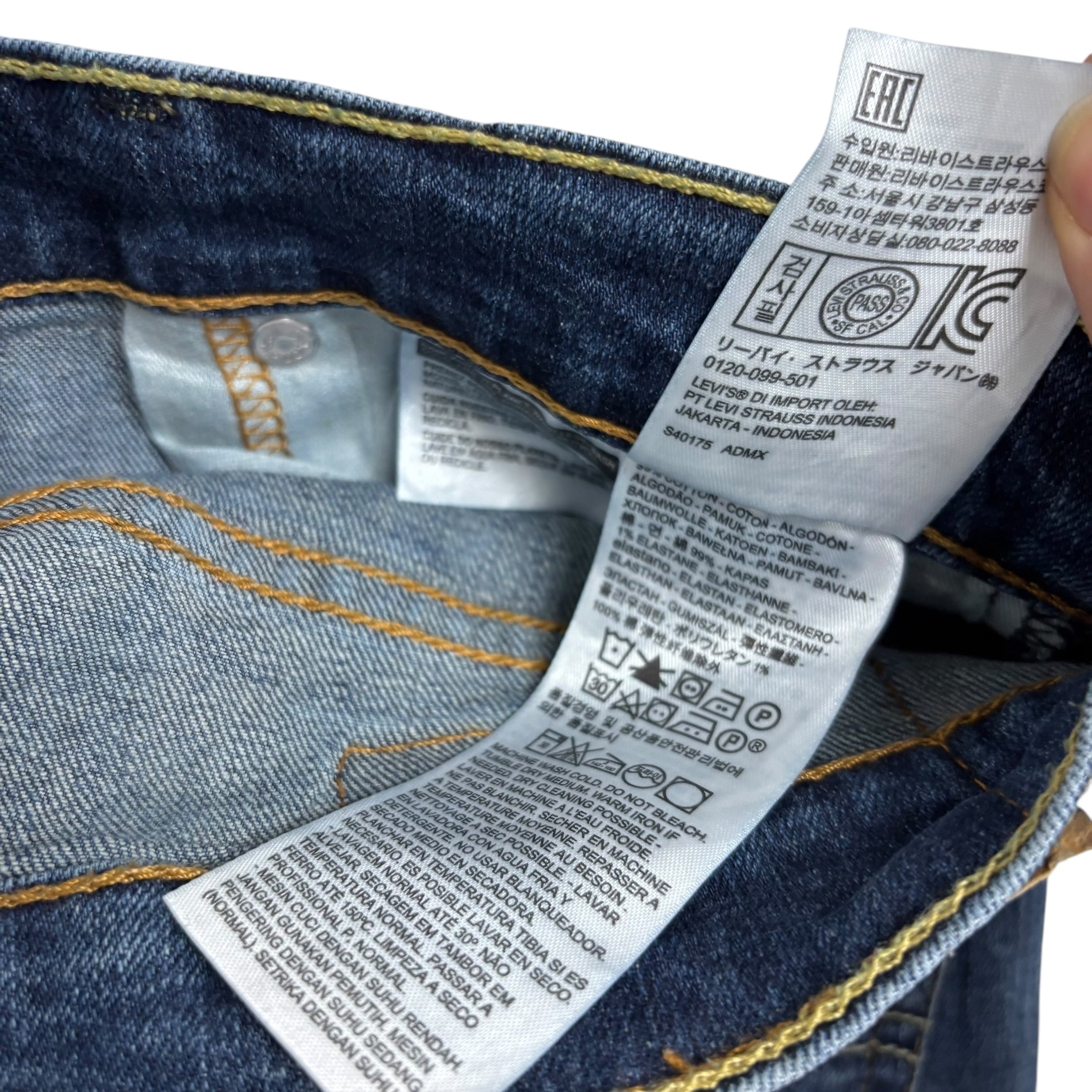 Levis 519 Jeans W29 L30 Mens Mid Blue Super Skinny Fit Stretch Denim (E)