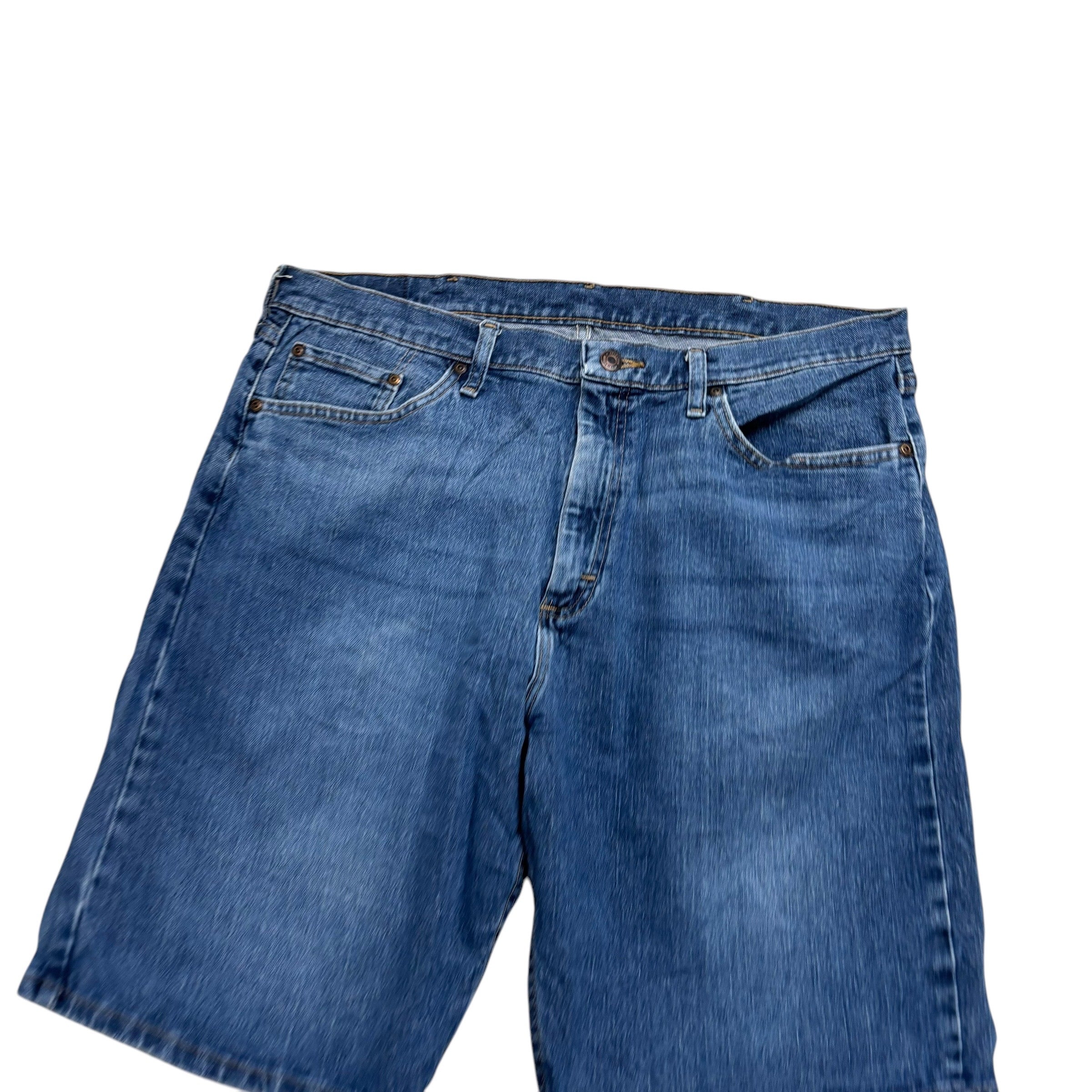 Wrangler Baggy Jorts W36 Mens Denim Shorts Mid Blue Relaxed Fit Stretch (E)