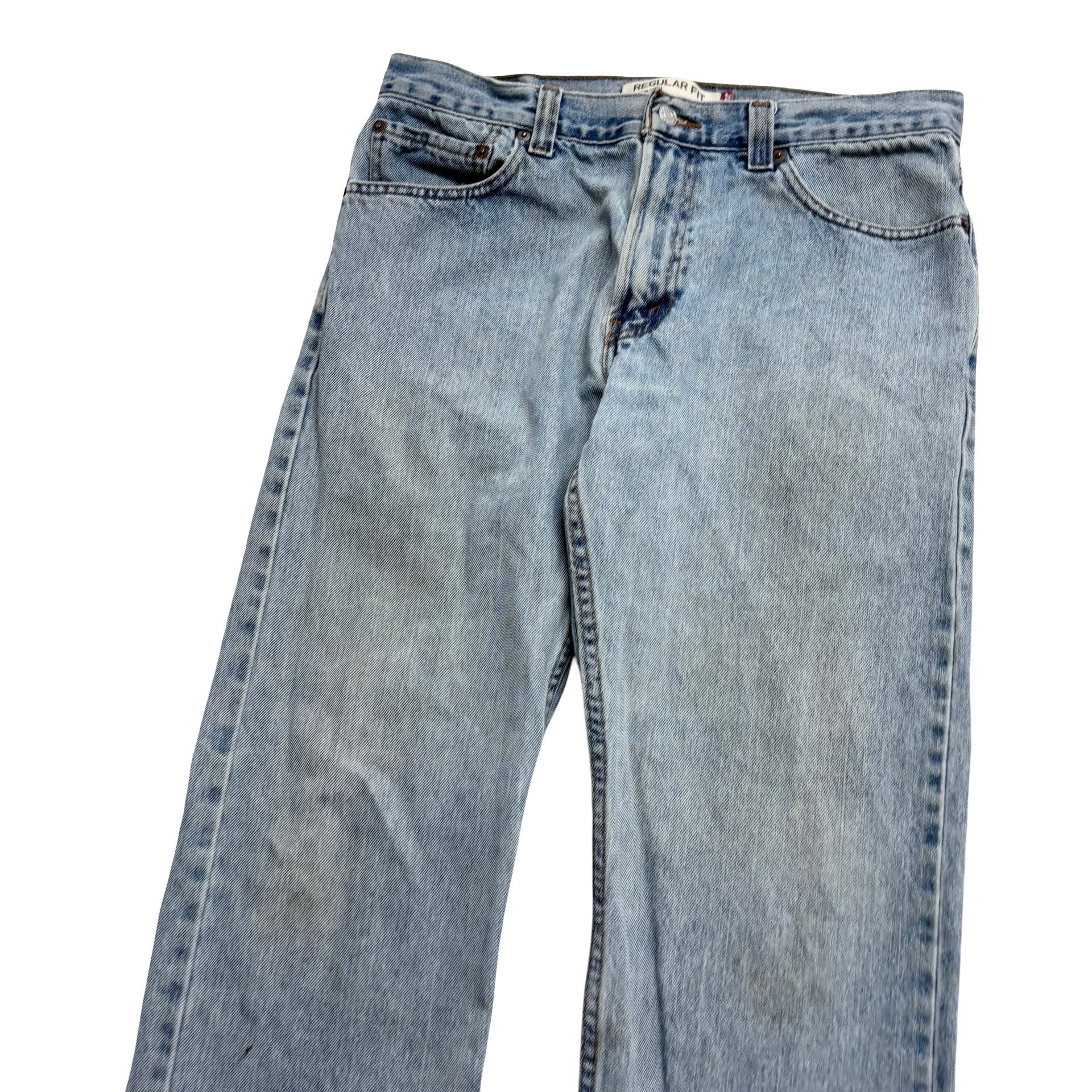 Levis 505 Jeans W34 L30 Mens Light Blue Regular Straight Fit Vintage Denim (F)