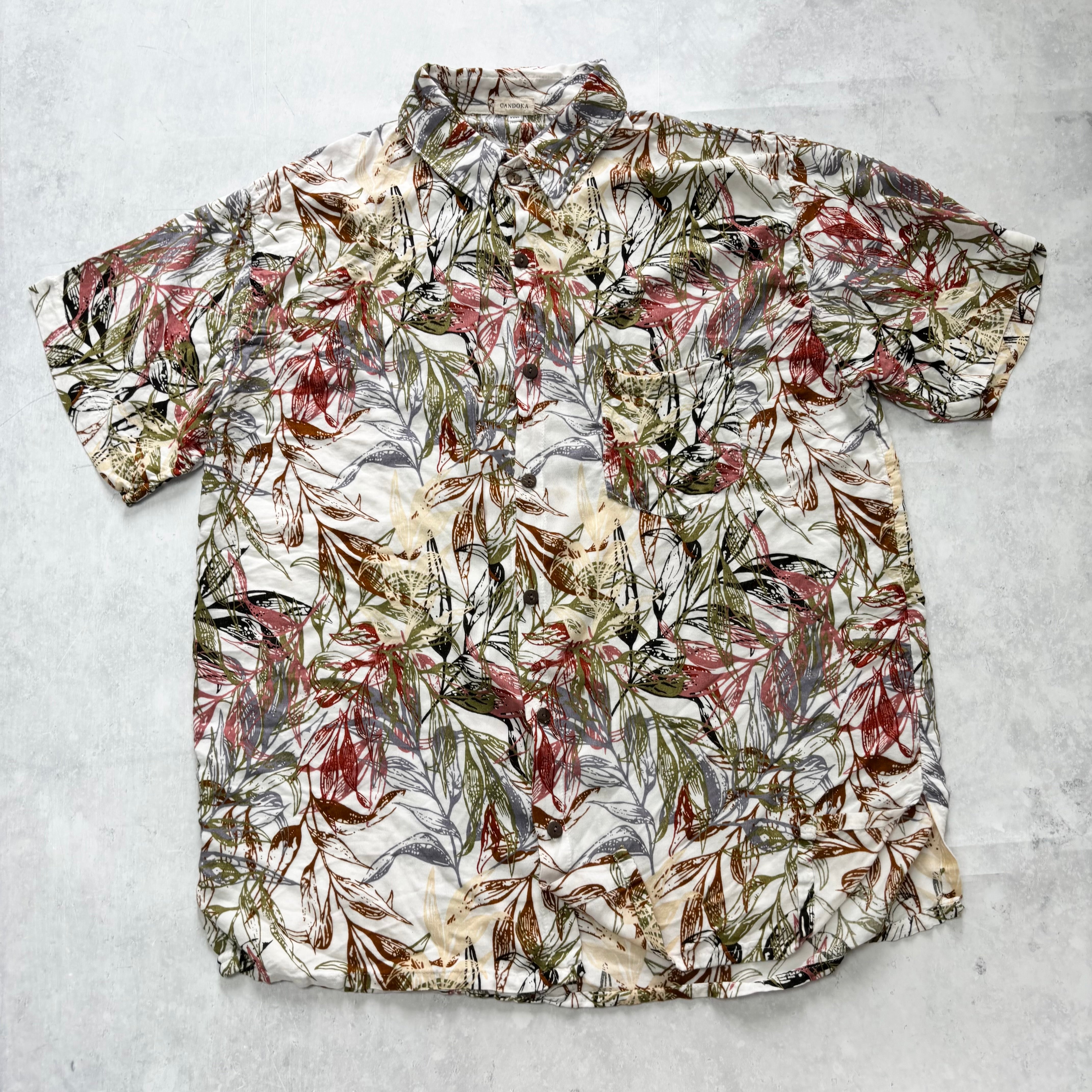 Vintage Hawaiian Shirt Mens Large White Aloha Floral Short Sleeve Rayon (E)