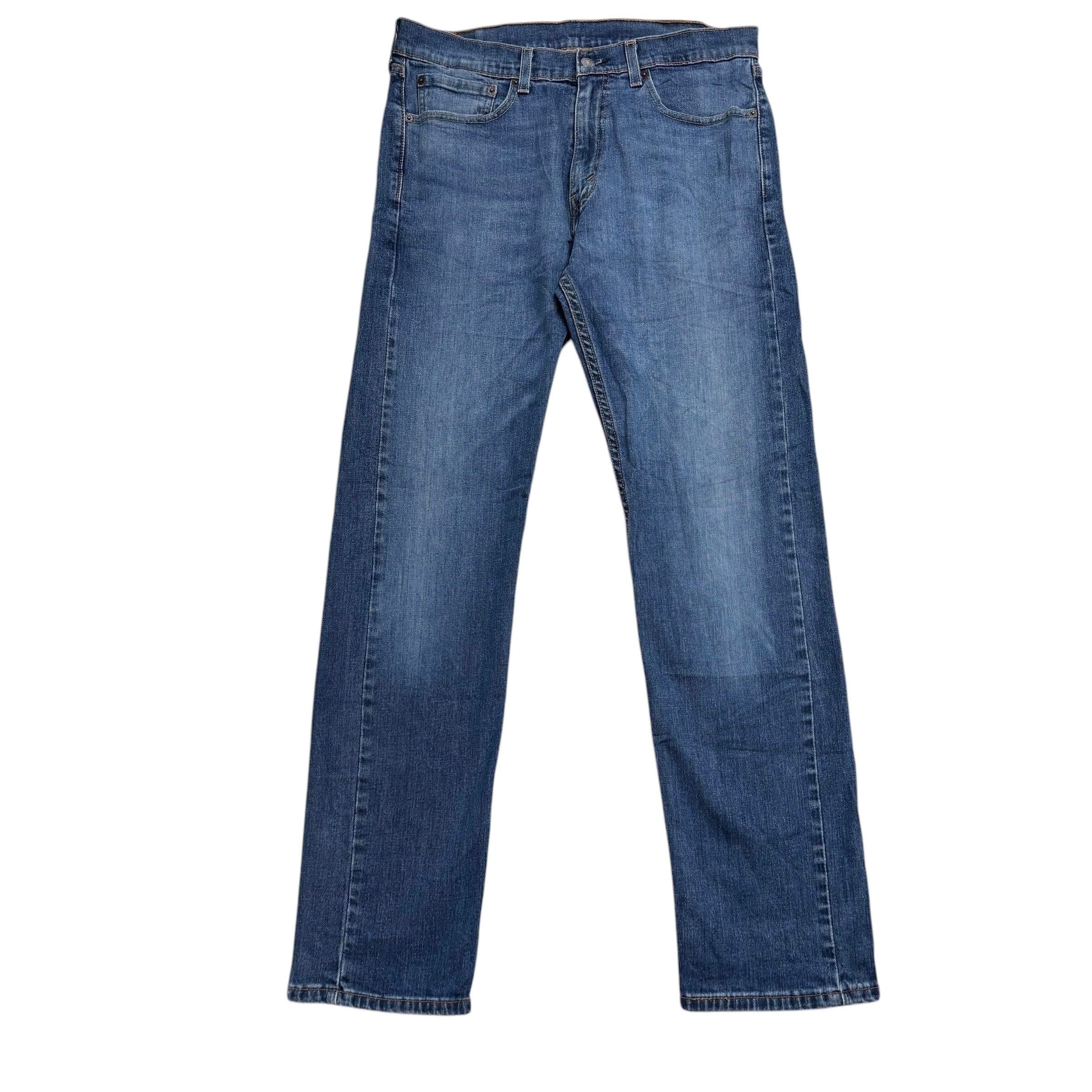 Levis 505 Jeans W32 L32 Mens Mid Blue Regular Straight Fit Stretch Denim (E)