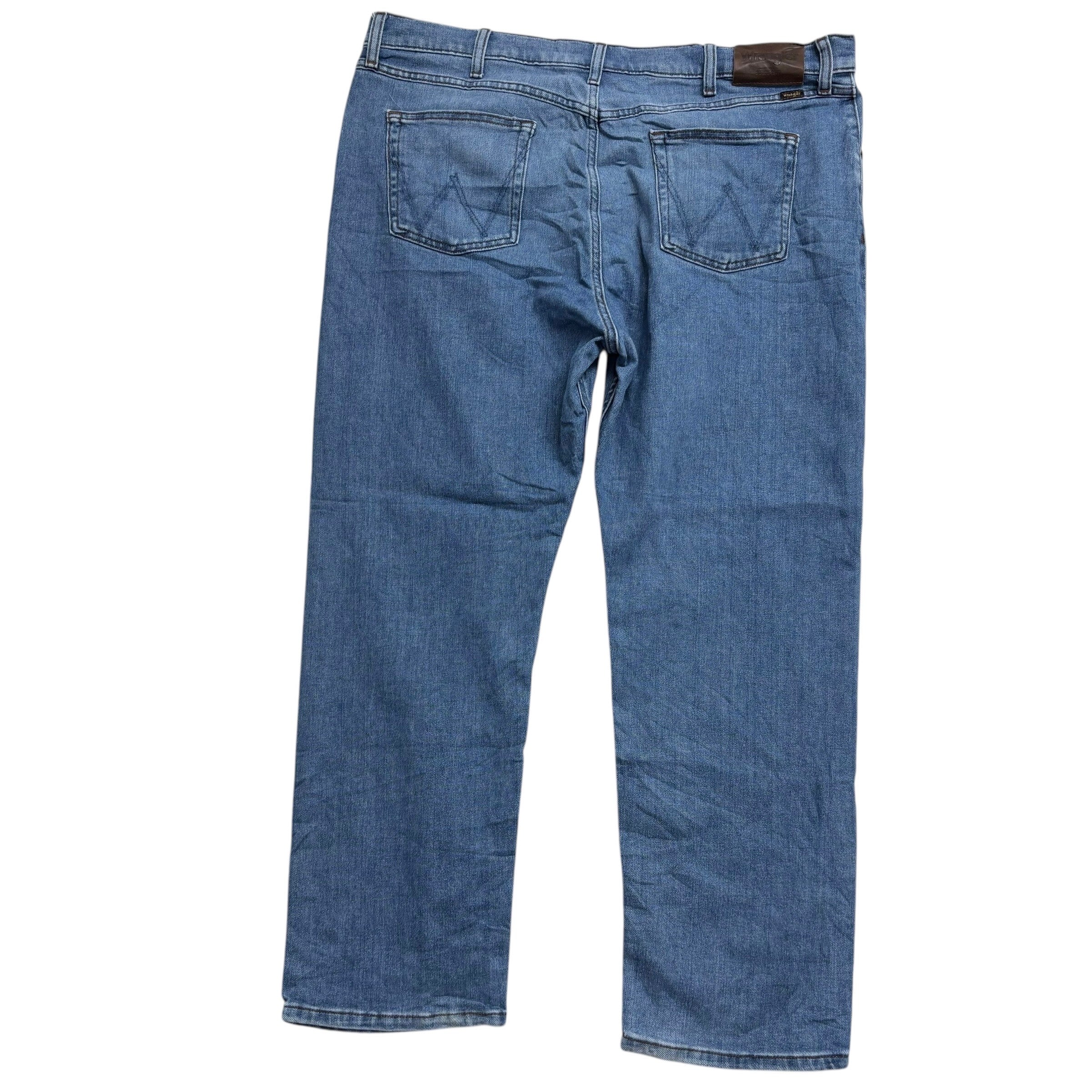 Wrangler Jeans W42 L30 Mens Mid Blue Regular Straight Fit Stretch Denim