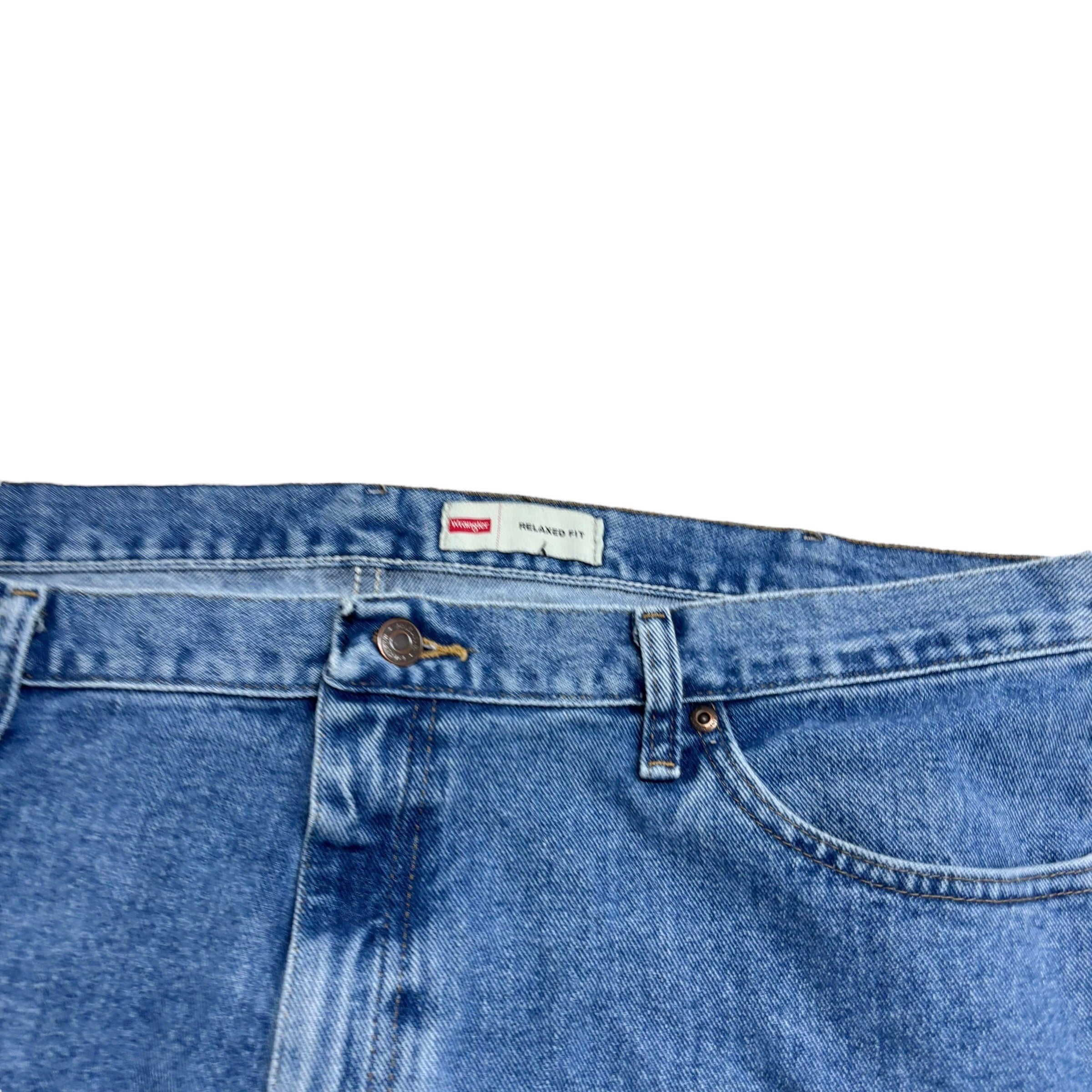 Wrangler Jeans W42 L32 Mens Mid Blue Relaxed Straight Fit Denim (E)